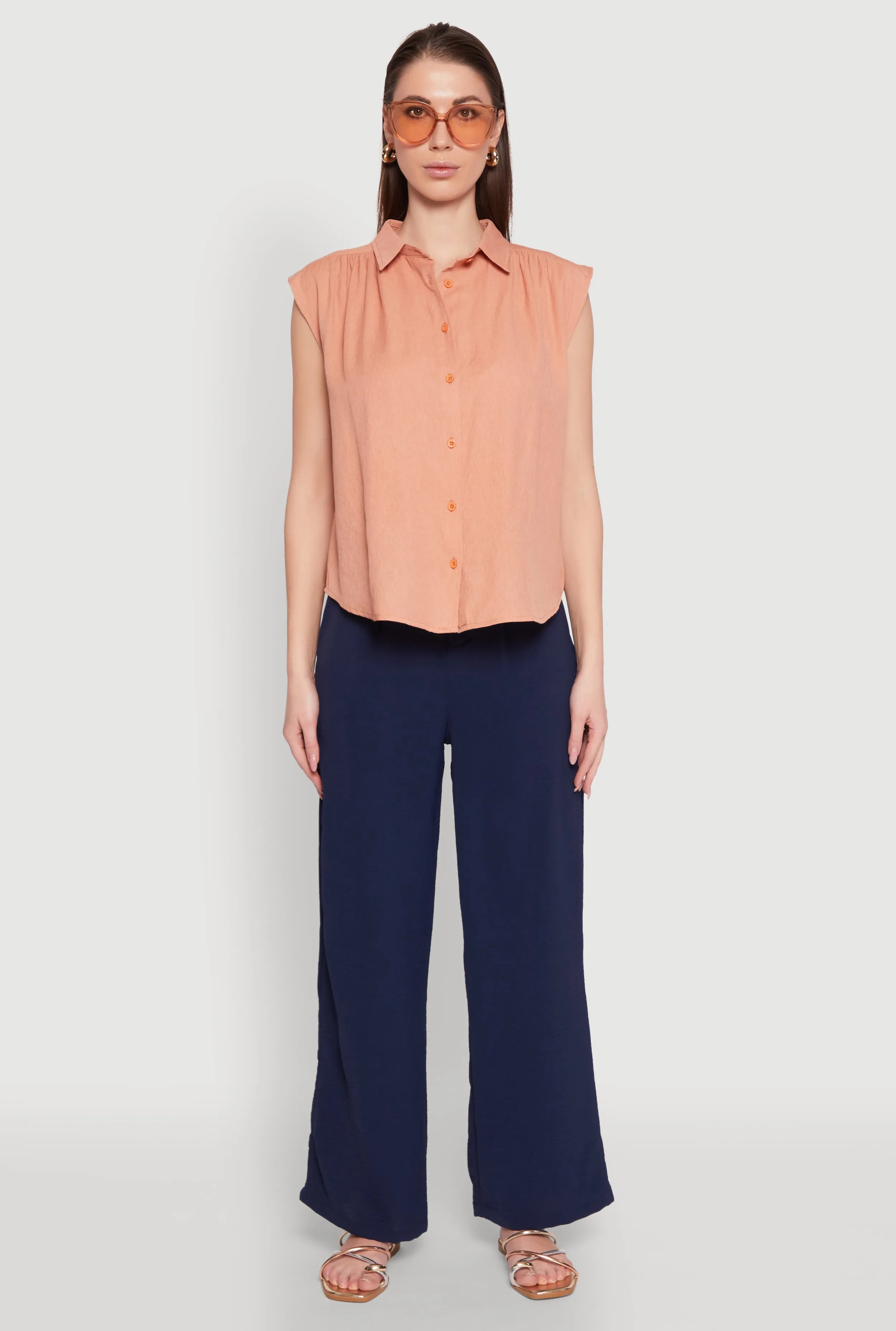 Ruched Sleeve Button Front Shirt sold by Rainbow product image thumbnail 3