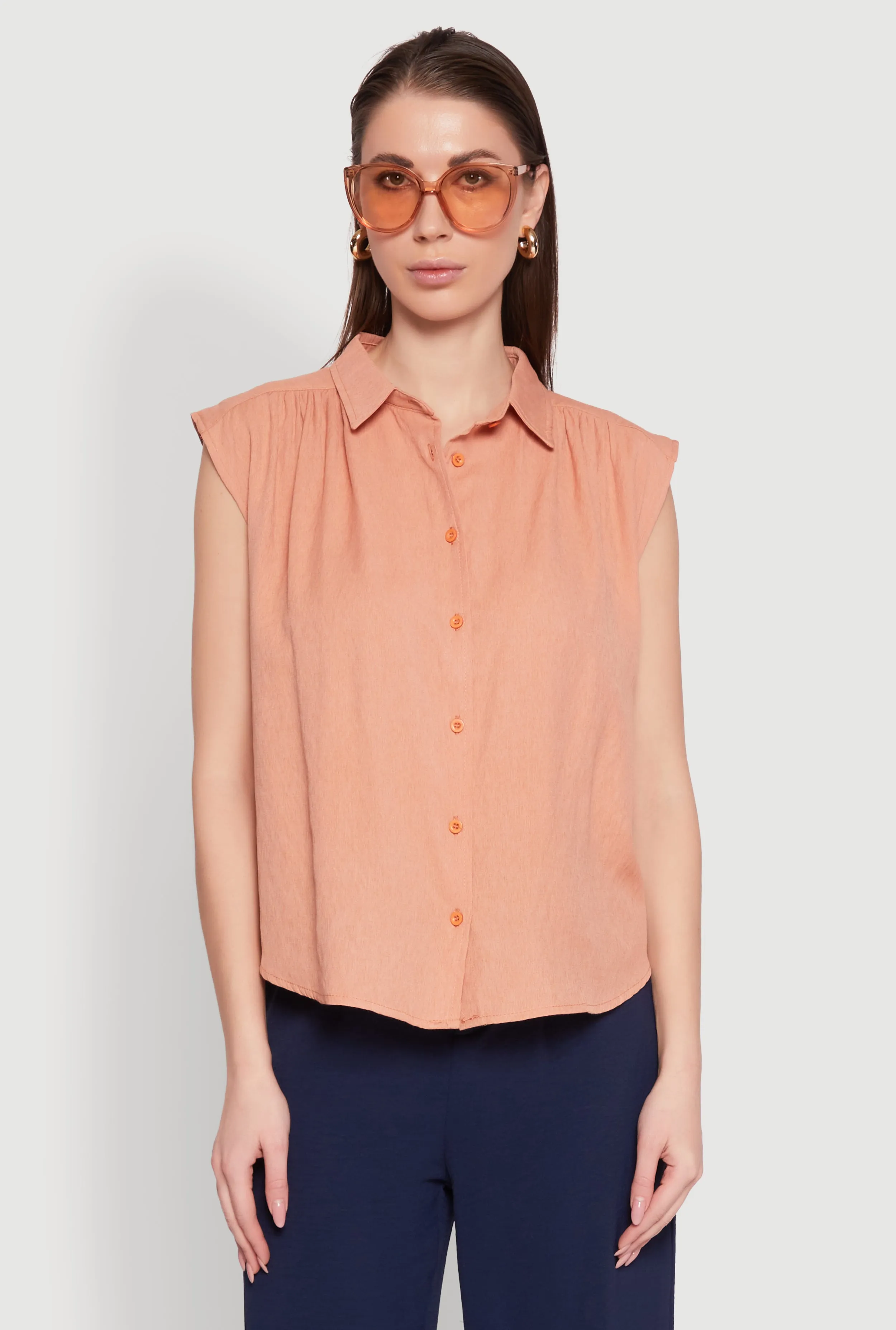Ruched Sleeve Button Front Shirt sold by Rainbow product image thumbnail 2