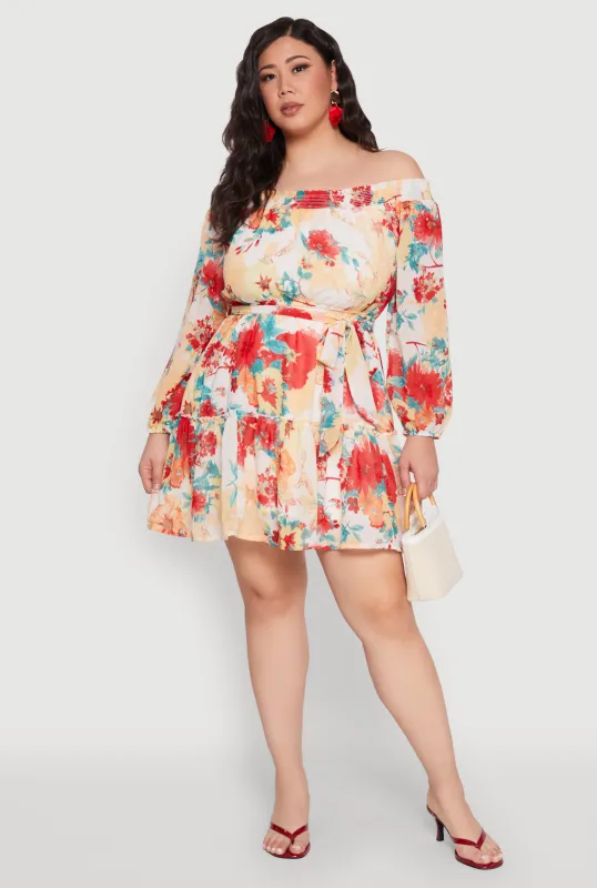 Plus Size Off The Shoulder Tiered Dress sold by Rainbow