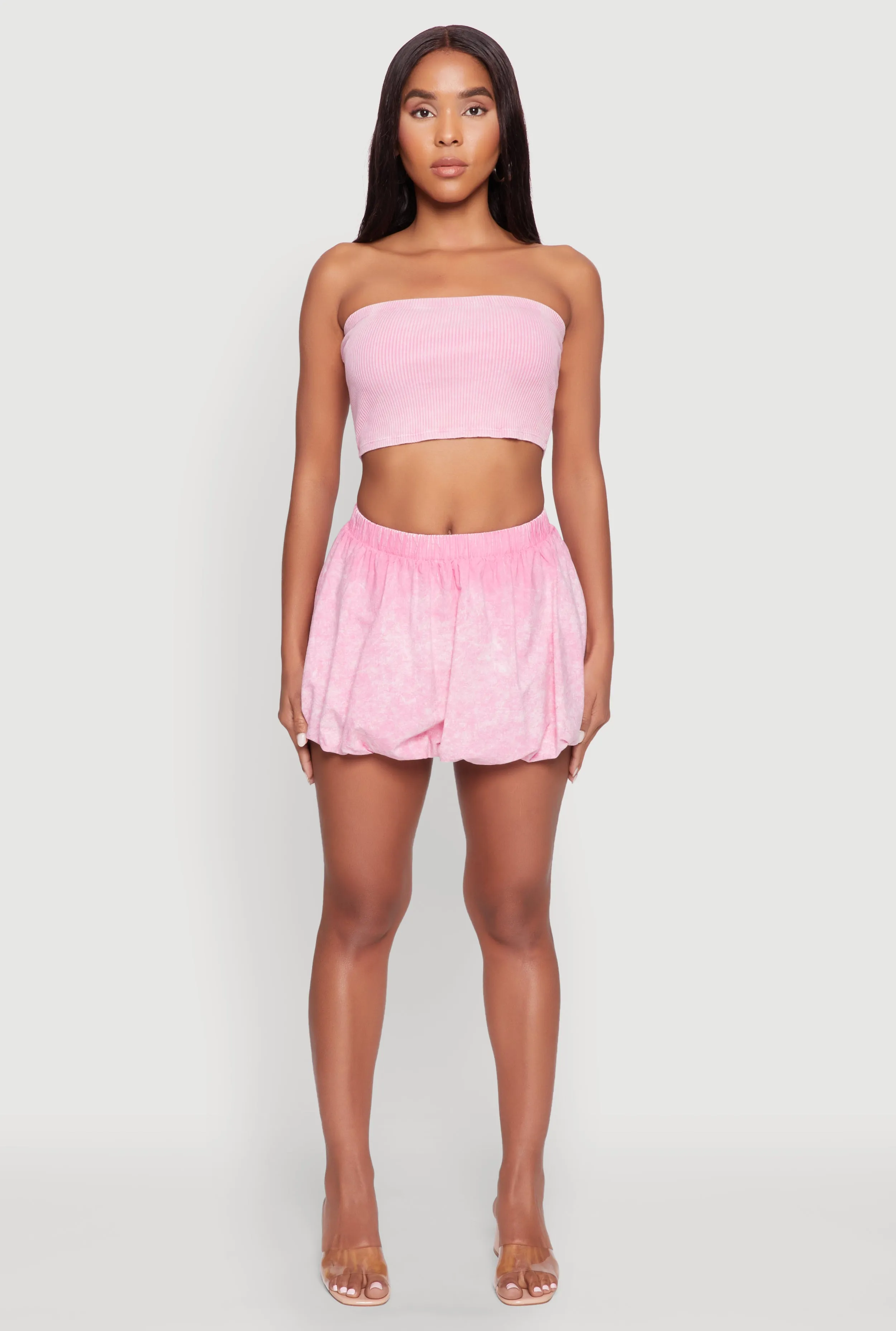 Mineral Wash Bubble Mini Skirt sold by Rainbow