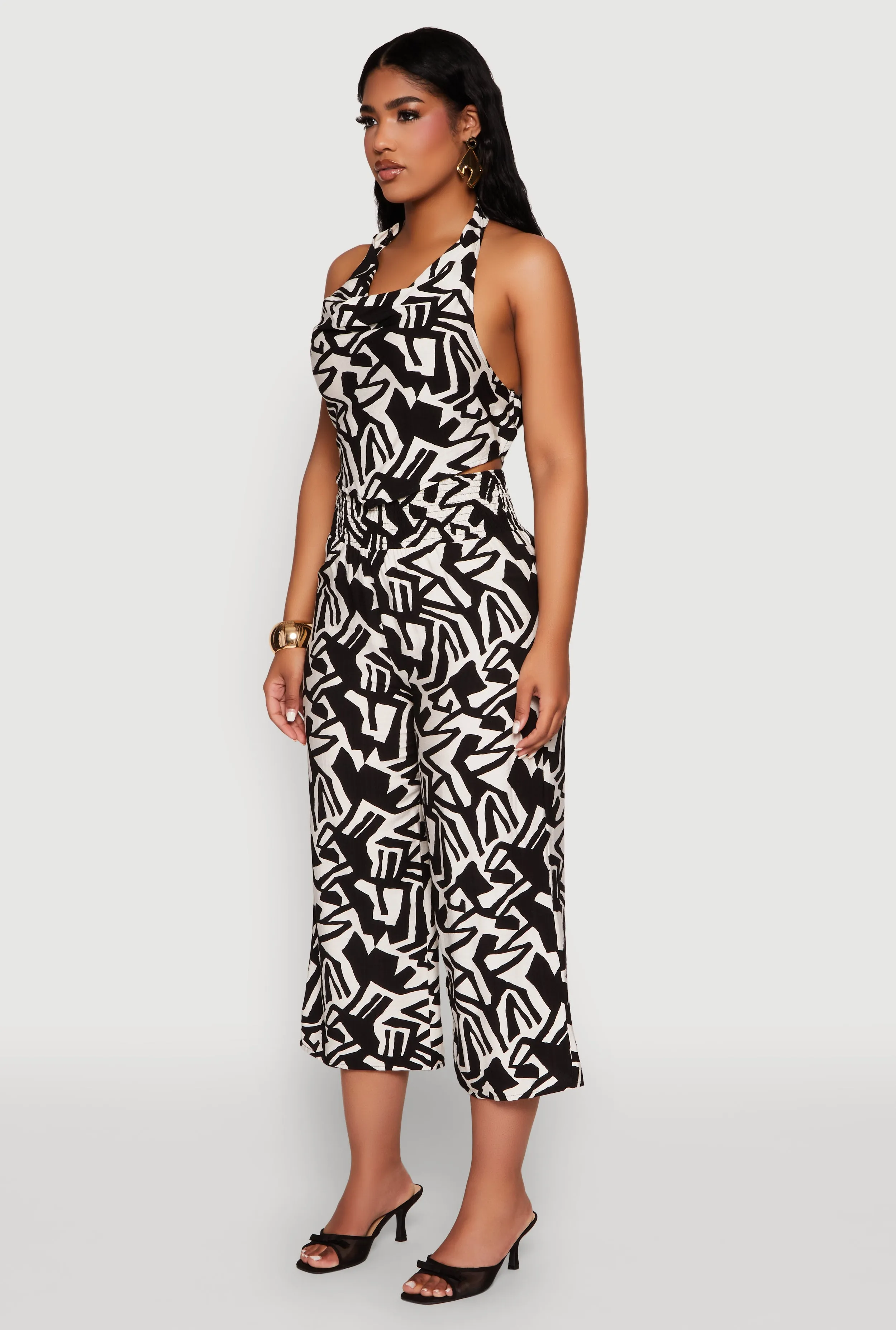 Iris Printed Pattern Cowl Neck Crop Top sold by Rainbow product image thumbnail 5