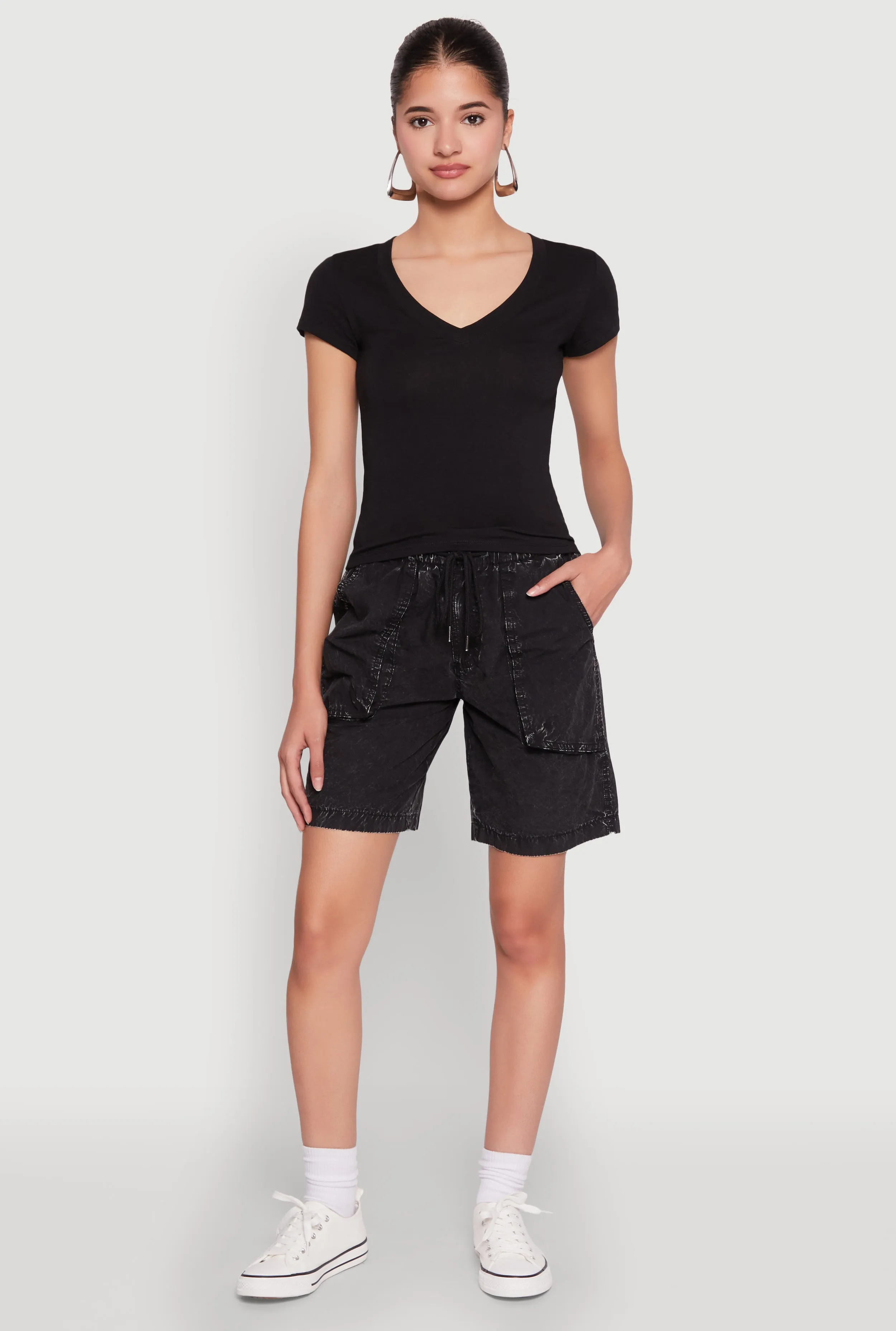 V Neck Short Sleeve Basic Tee sold by Rainbow