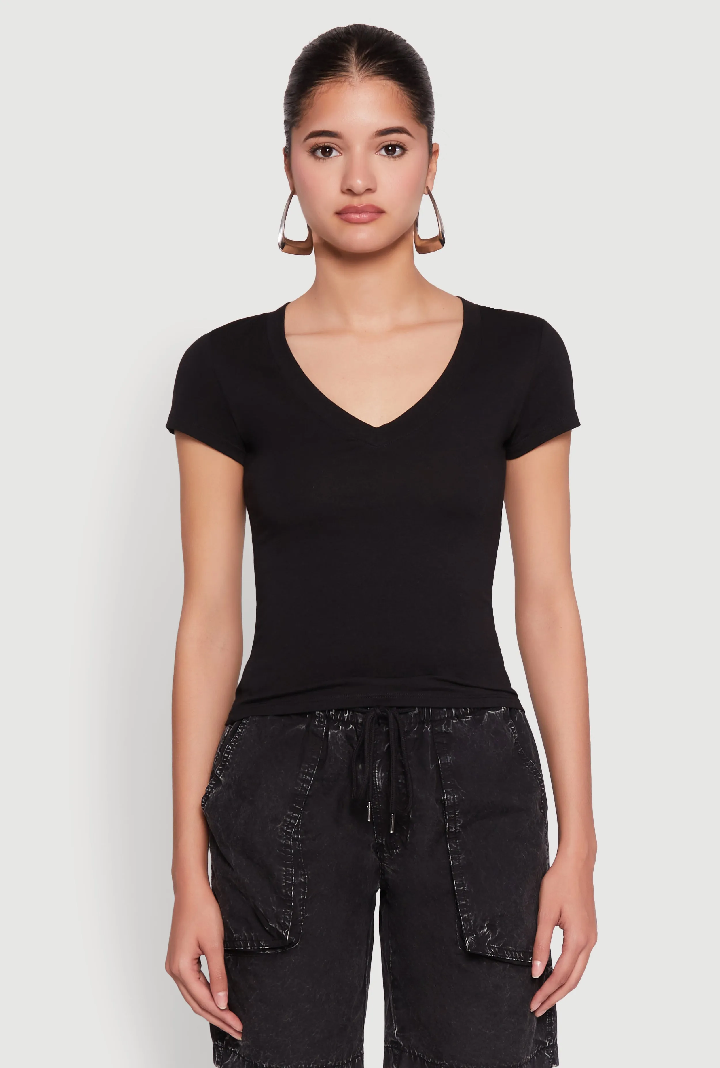 V Neck Short Sleeve Basic Tee sold by Rainbow product image thumbnail 2