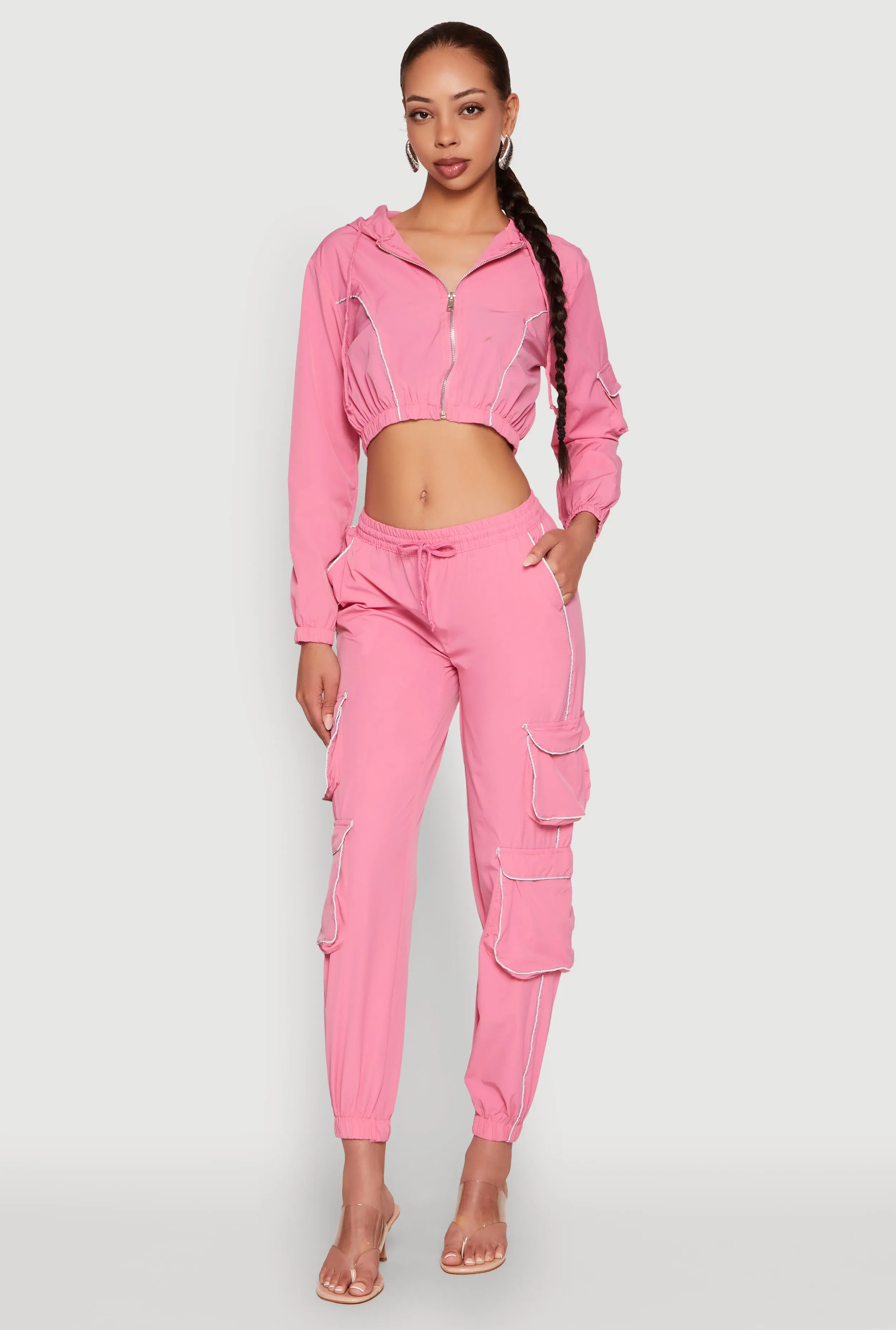 Reflective Trim Cropped Windbreaker sold by Rainbow product image thumbnail 3