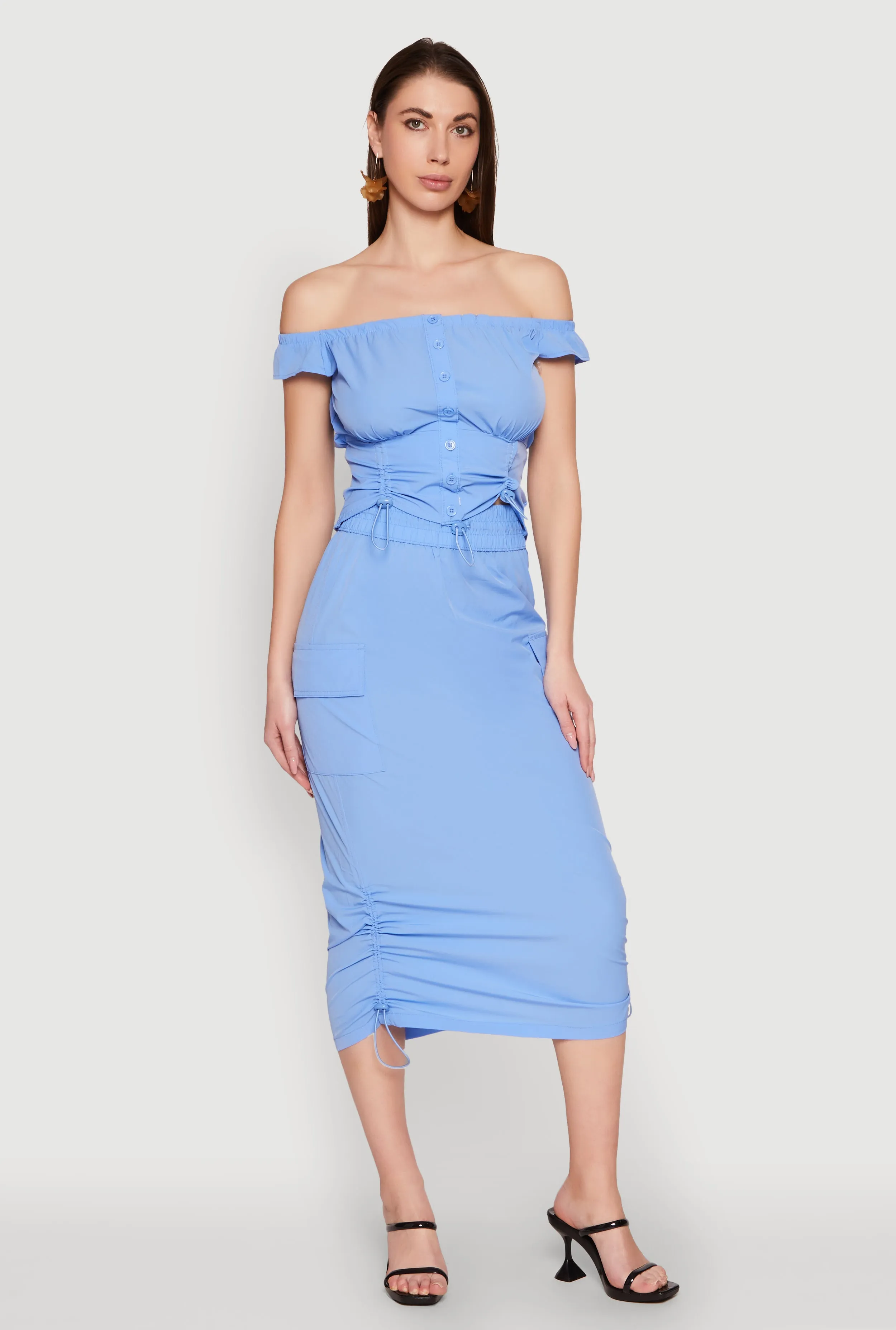 Toggle Drawstring Hem Midi Cargo Skirt sold by Rainbow product image thumbnail 2