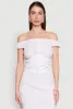 Toggle Drawstring Off The Shoulder Crop Top sold by Rainbow