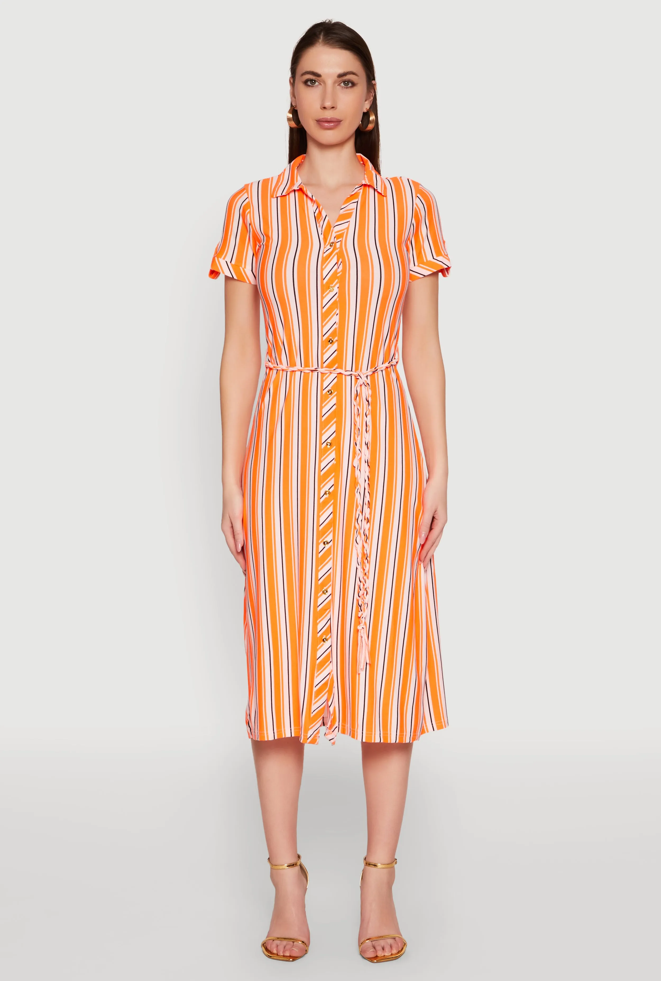 Striped Short Sleeve Shirt Dress sold by Rainbow product image thumbnail 2