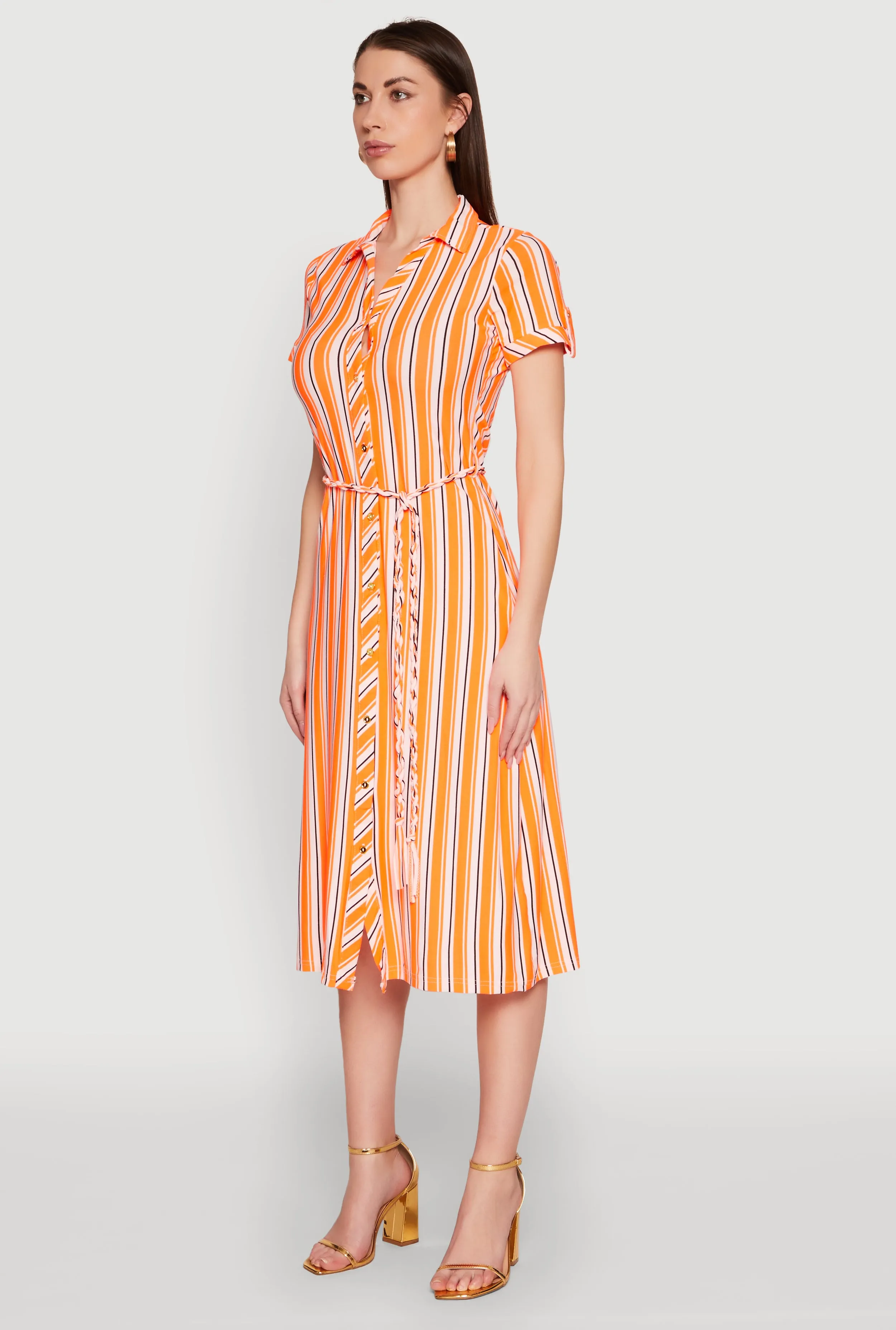 Striped Short Sleeve Shirt Dress sold by Rainbow product image thumbnail 3