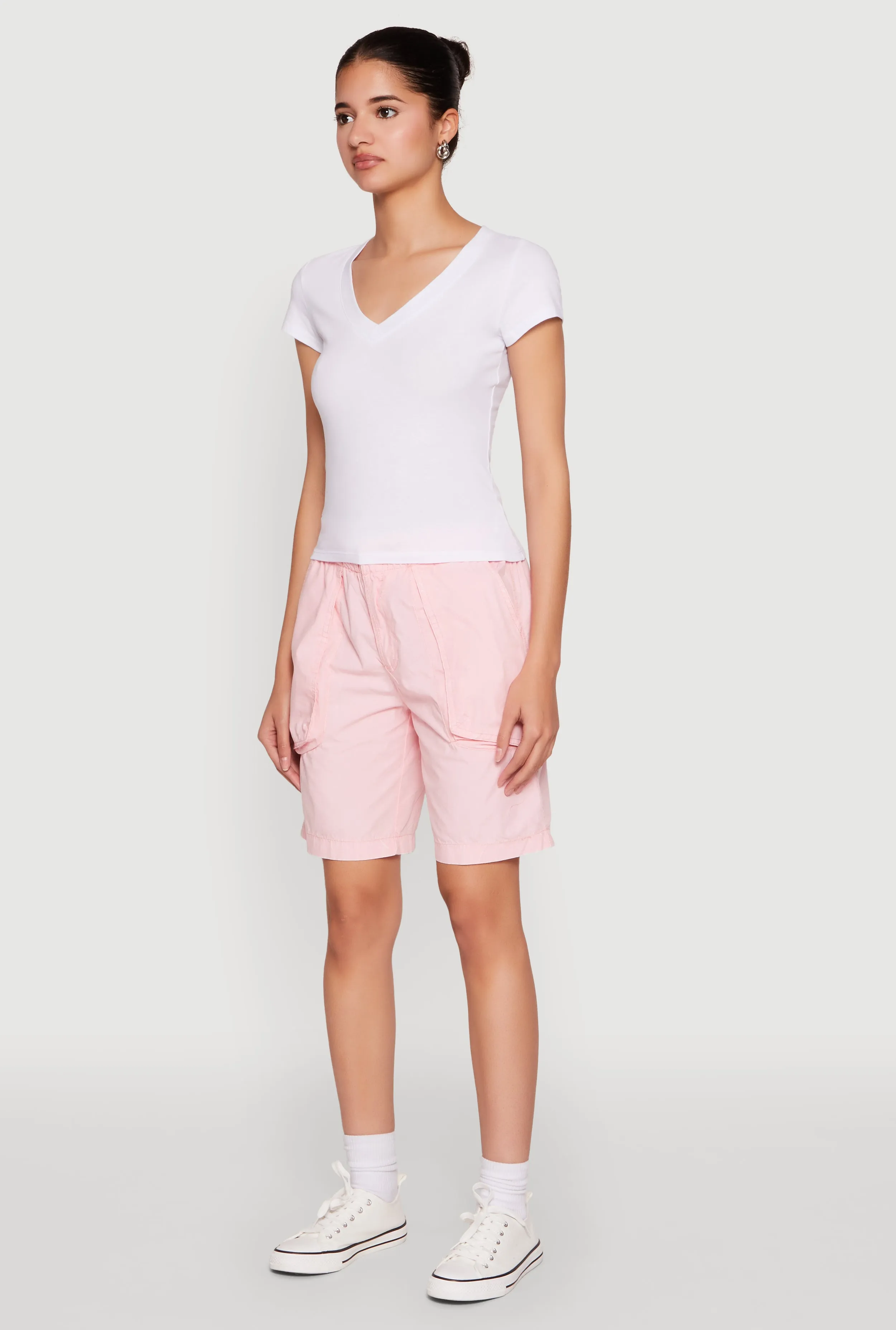 V Neck Short Sleeve Basic Tee sold by Rainbow product image thumbnail 5