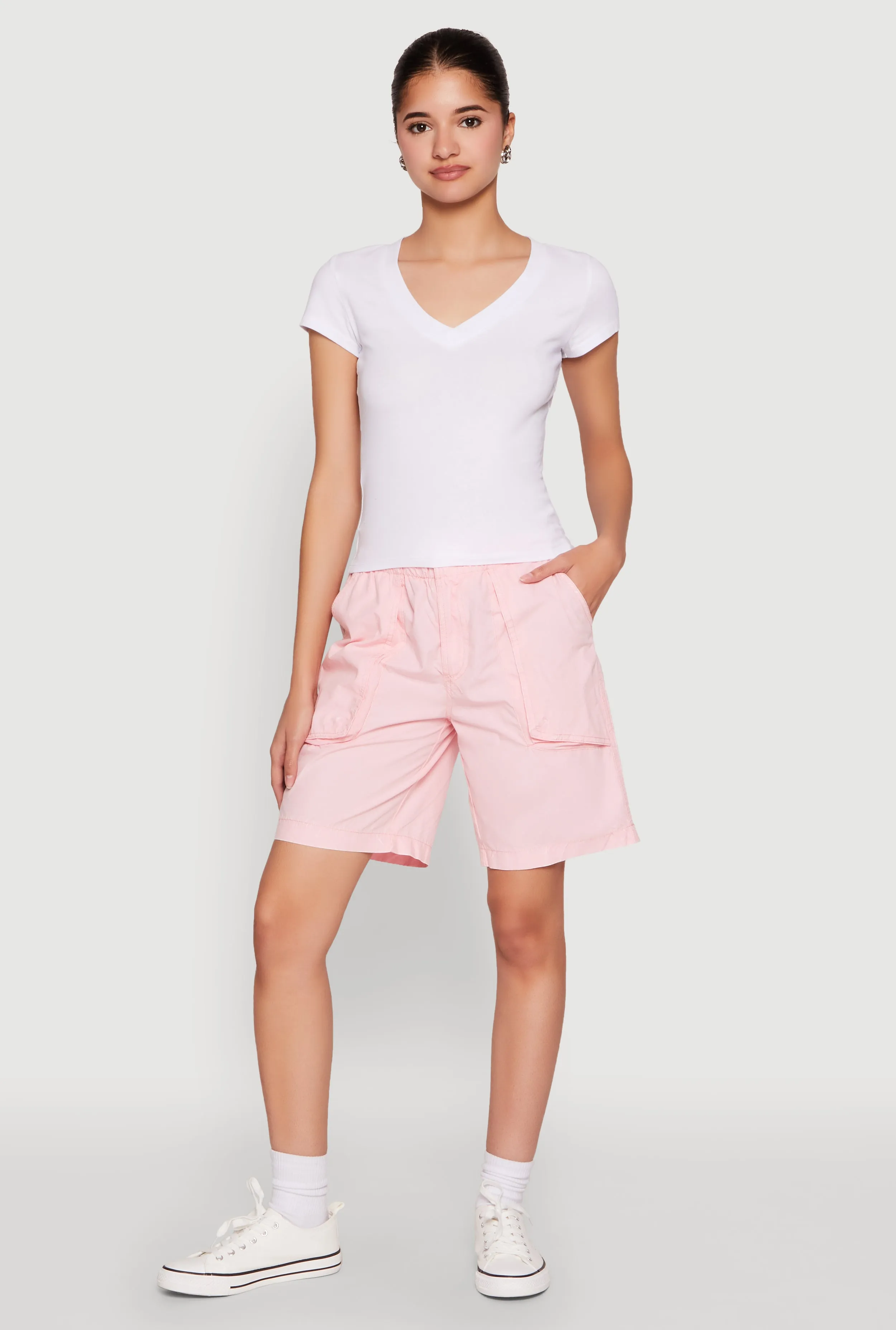 V Neck Short Sleeve Basic Tee sold by Rainbow product image thumbnail 3