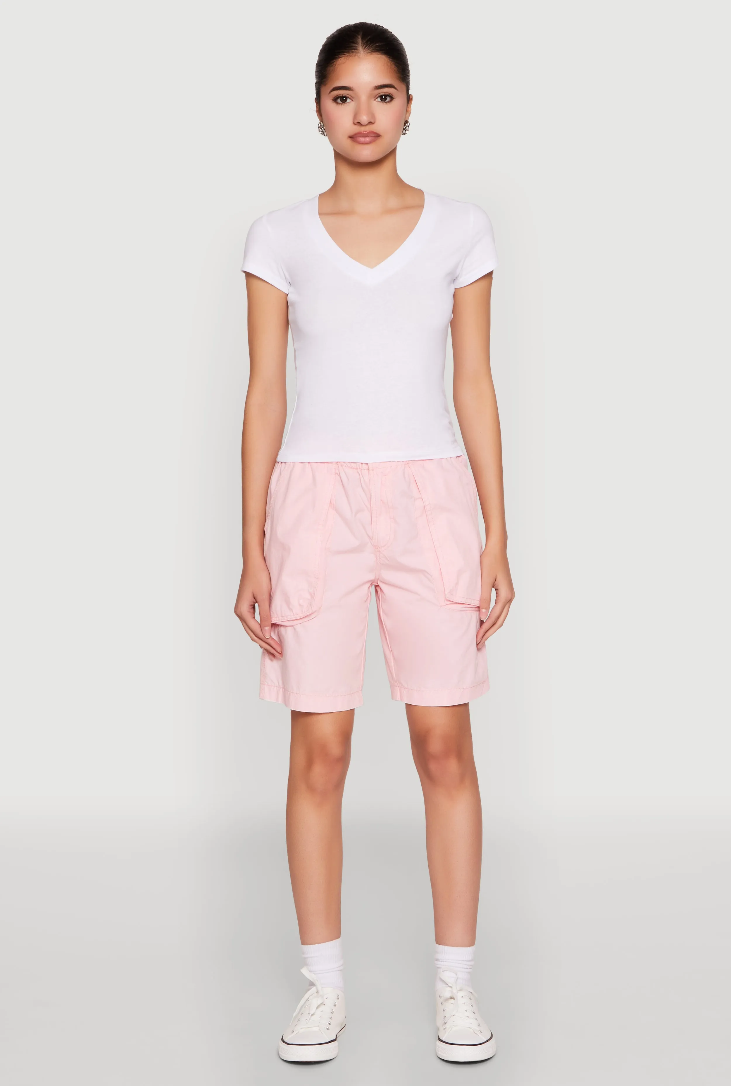 V Neck Short Sleeve Basic Tee sold by Rainbow