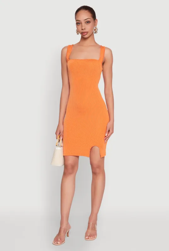 Square Neck Rib Knit Tank Dress sold by Rainbow