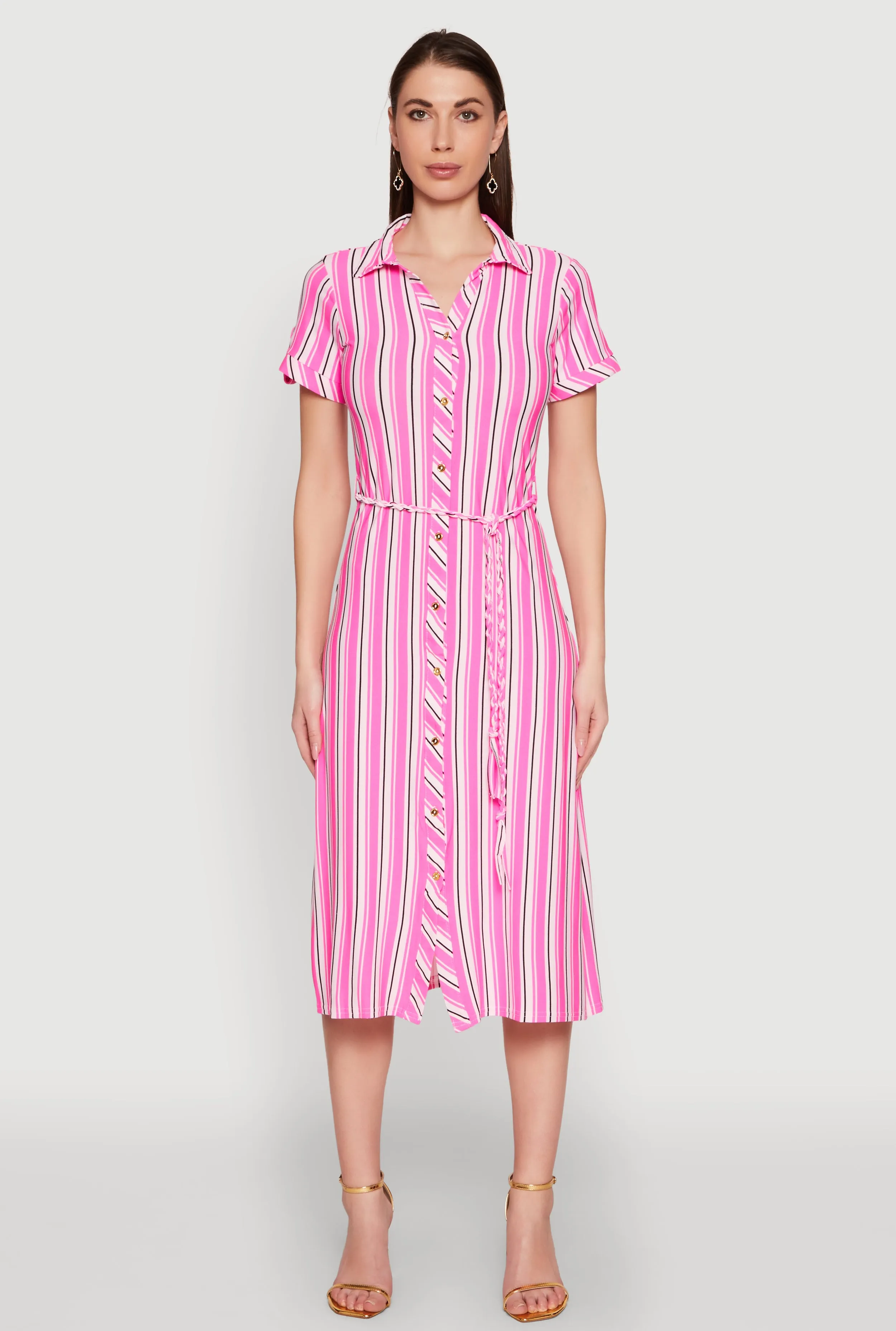 Striped Short Sleeve Shirt Dress sold by Rainbow product image thumbnail 2