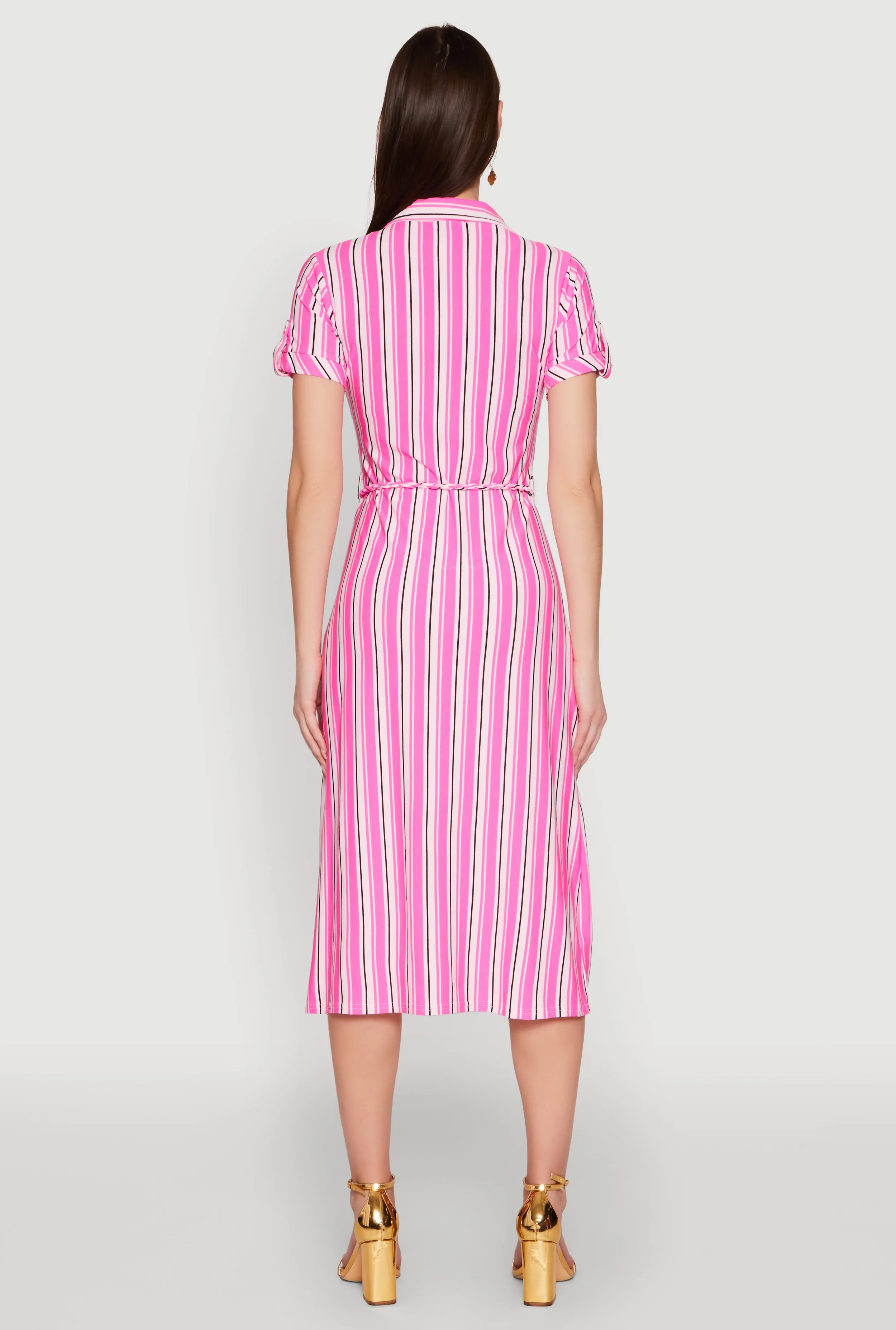 Striped Short Sleeve Shirt Dress sold by Rainbow product image thumbnail 5