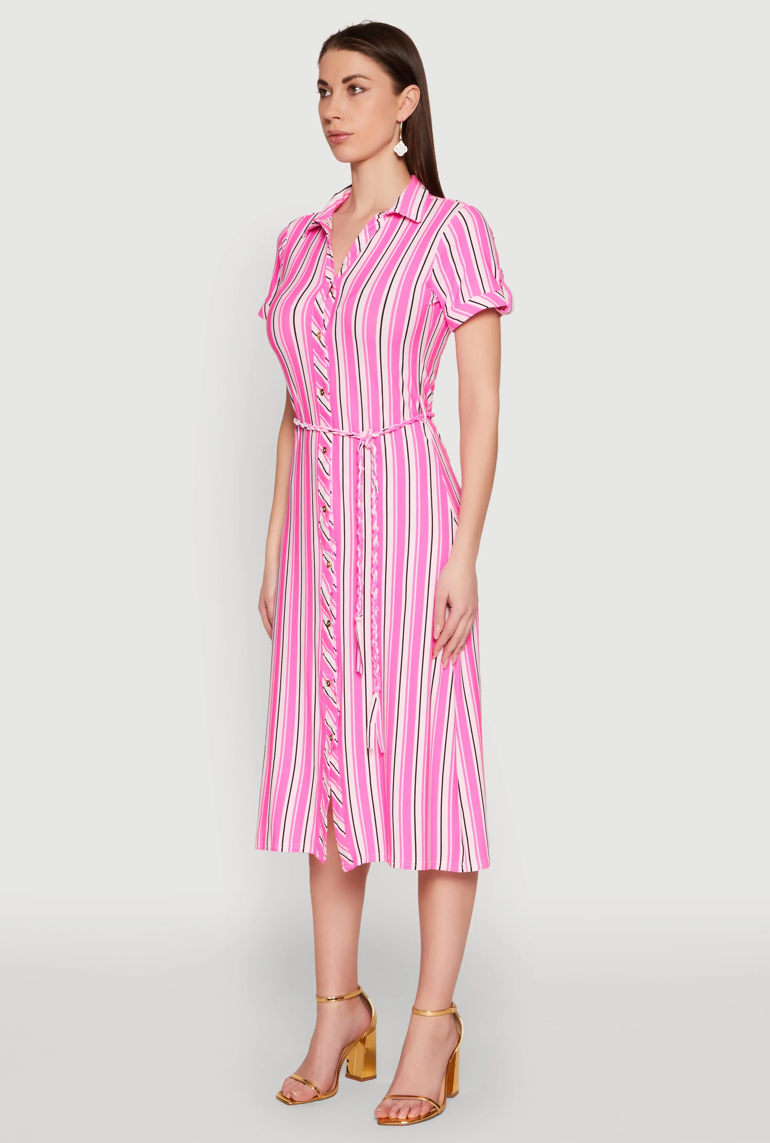 Striped Short Sleeve Shirt Dress sold by Rainbow product image thumbnail 3