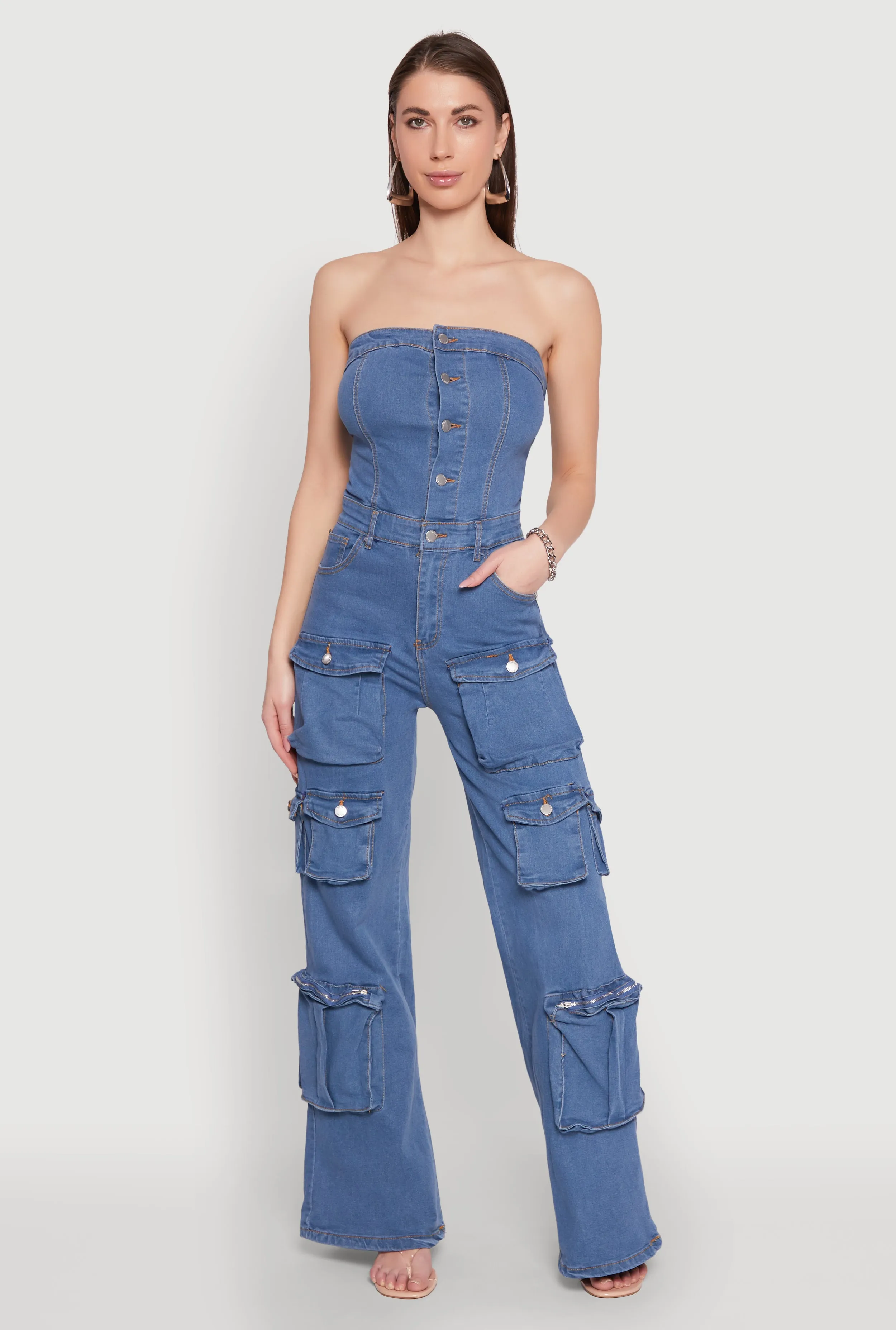 Daisy Wide Leg Cargo Pocket Jumpsuit sold by Rainbow