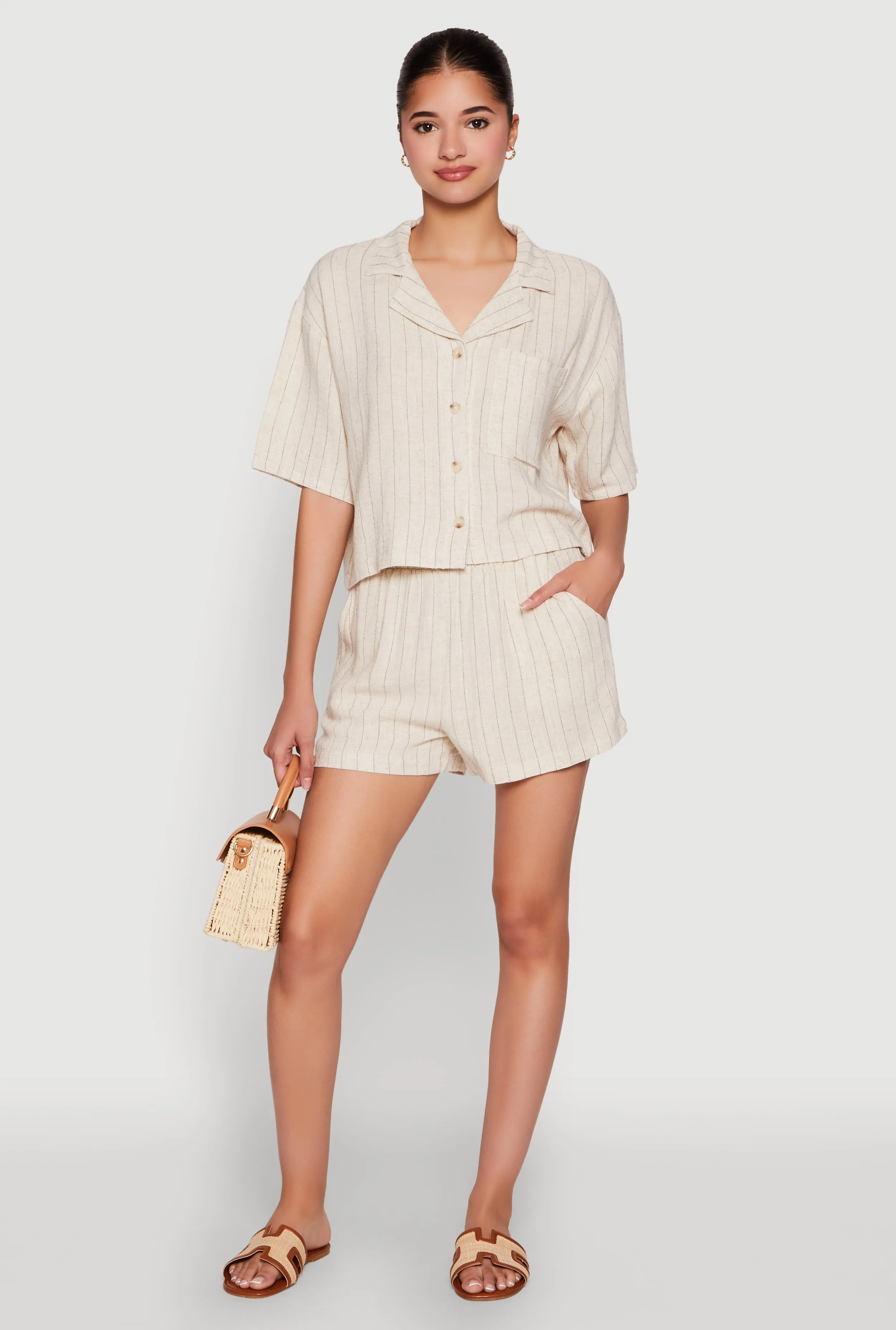 Linen Pinstripe Shorts sold by Rainbow product image thumbnail 2