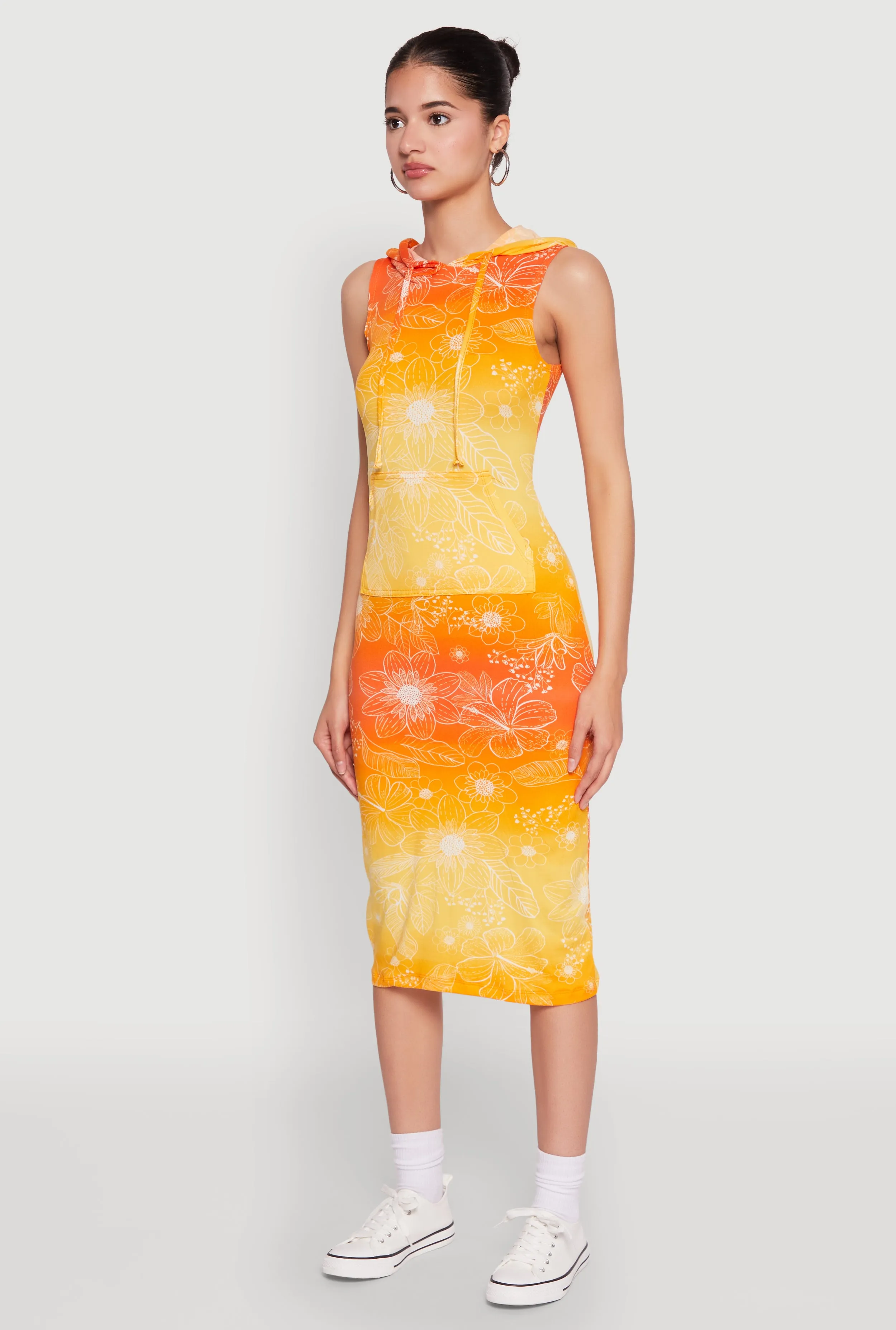 Hooded Ombre Floral Print Tank Dress sold by Rainbow product image thumbnail 3