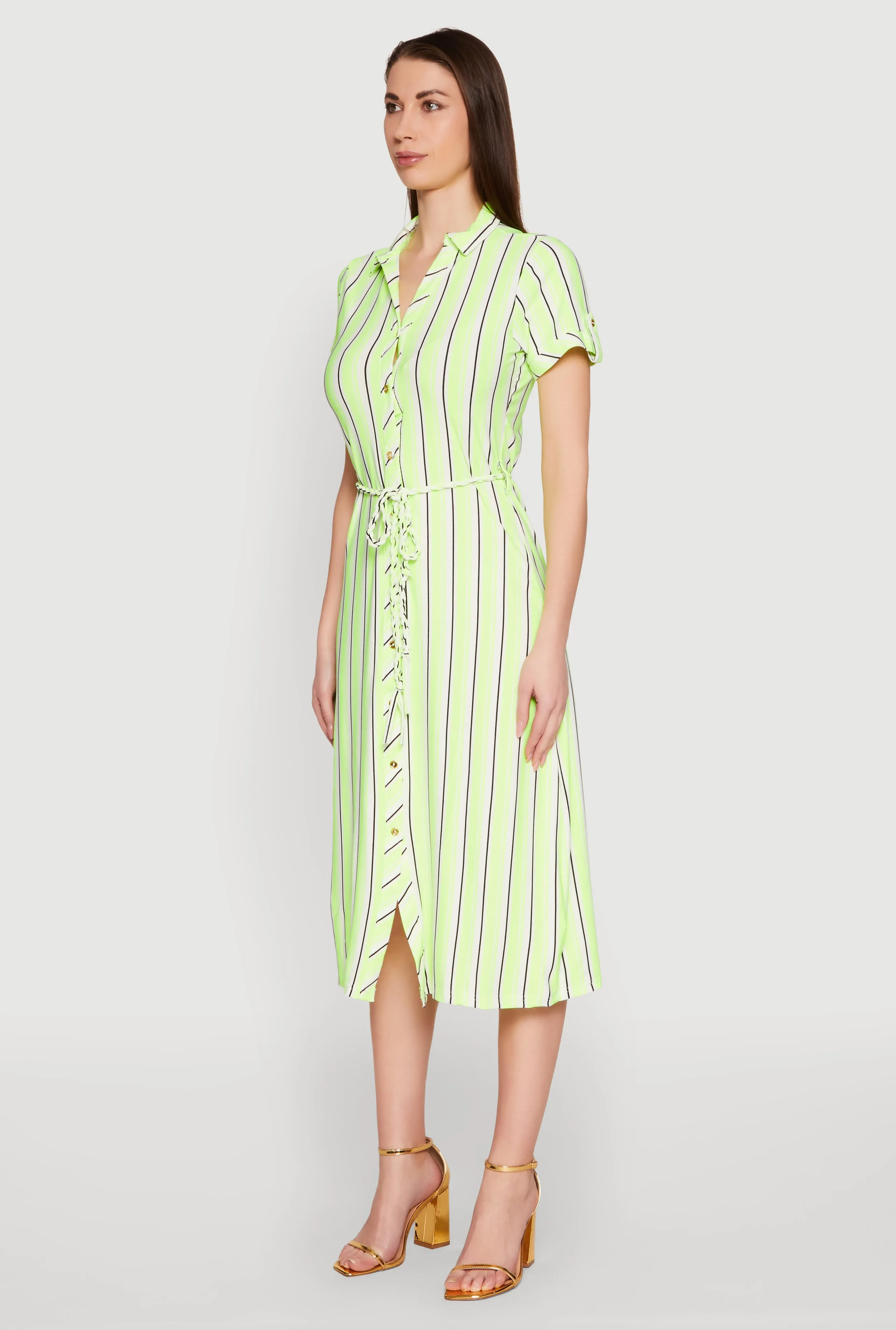 Striped Short Sleeve Shirt Dress sold by Rainbow product image thumbnail 3