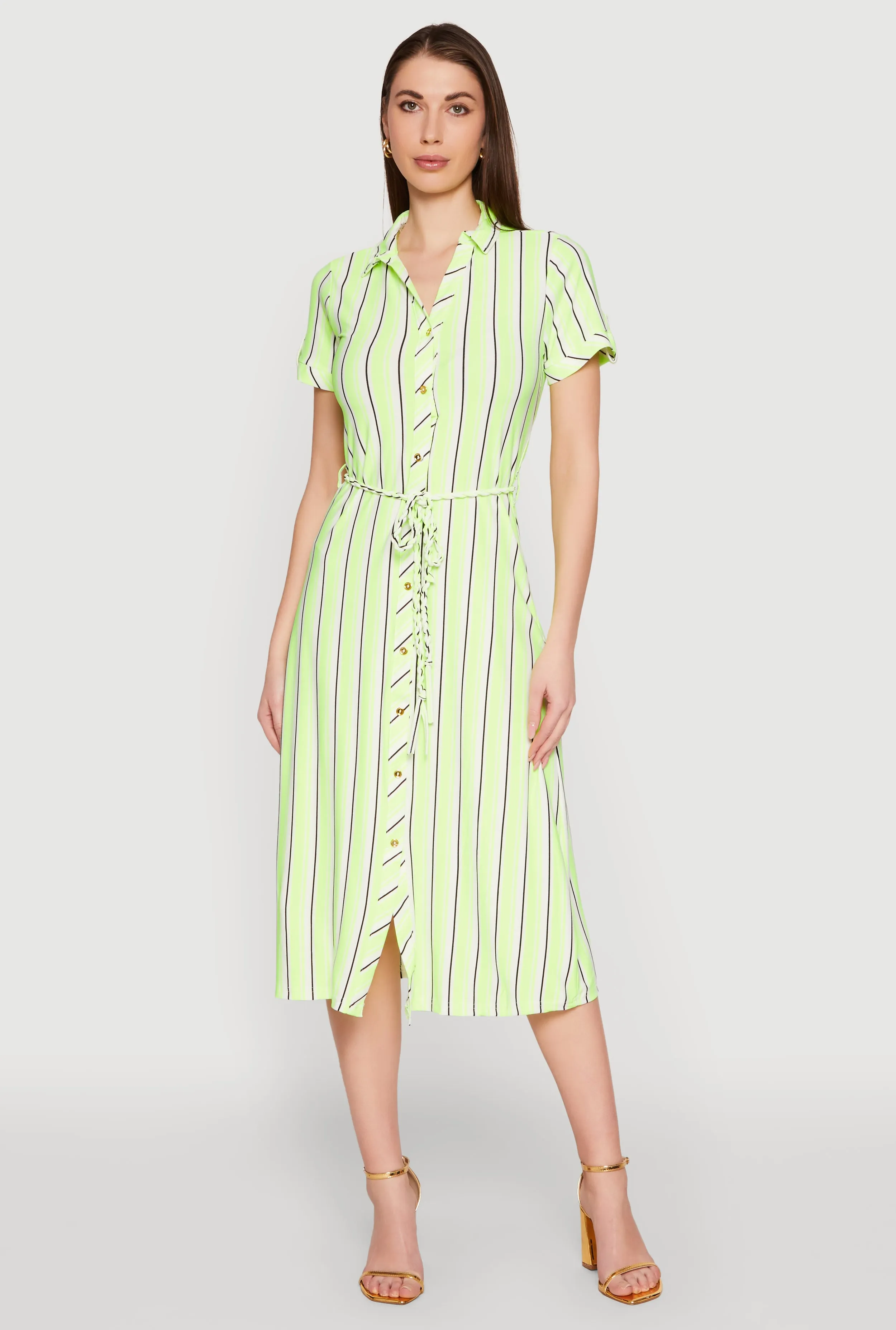 Striped Short Sleeve Shirt Dress sold by Rainbow product image thumbnail 2