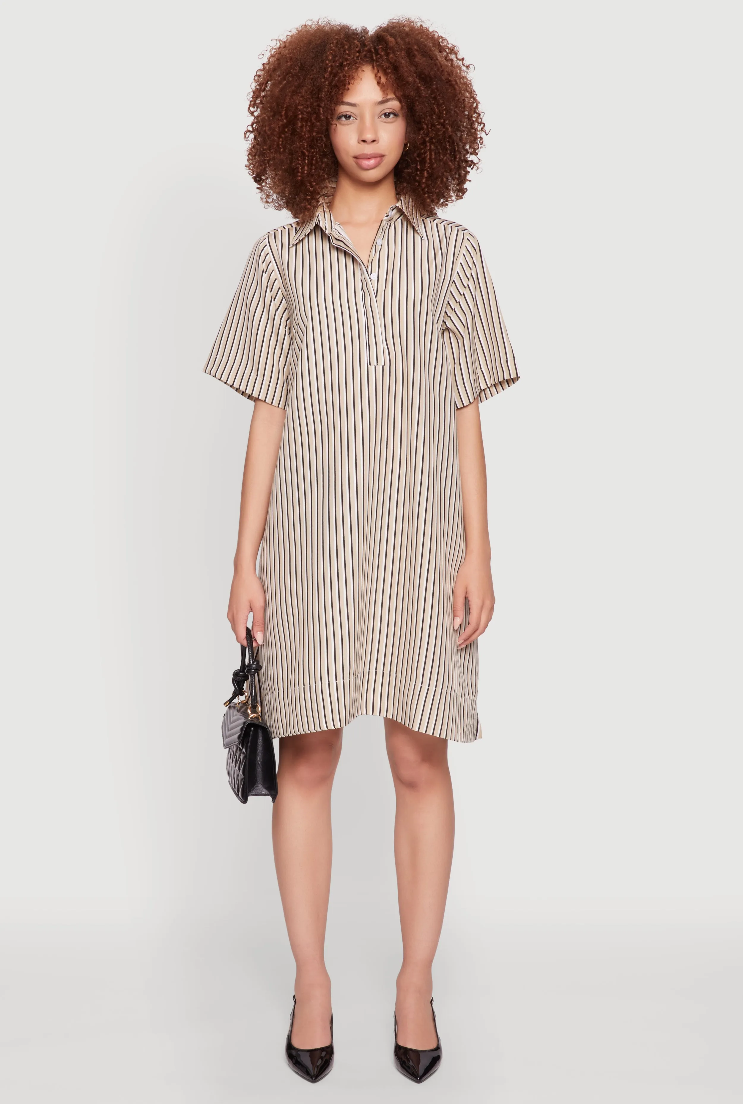 Striped Henley Shirt Dress sold by Rainbow