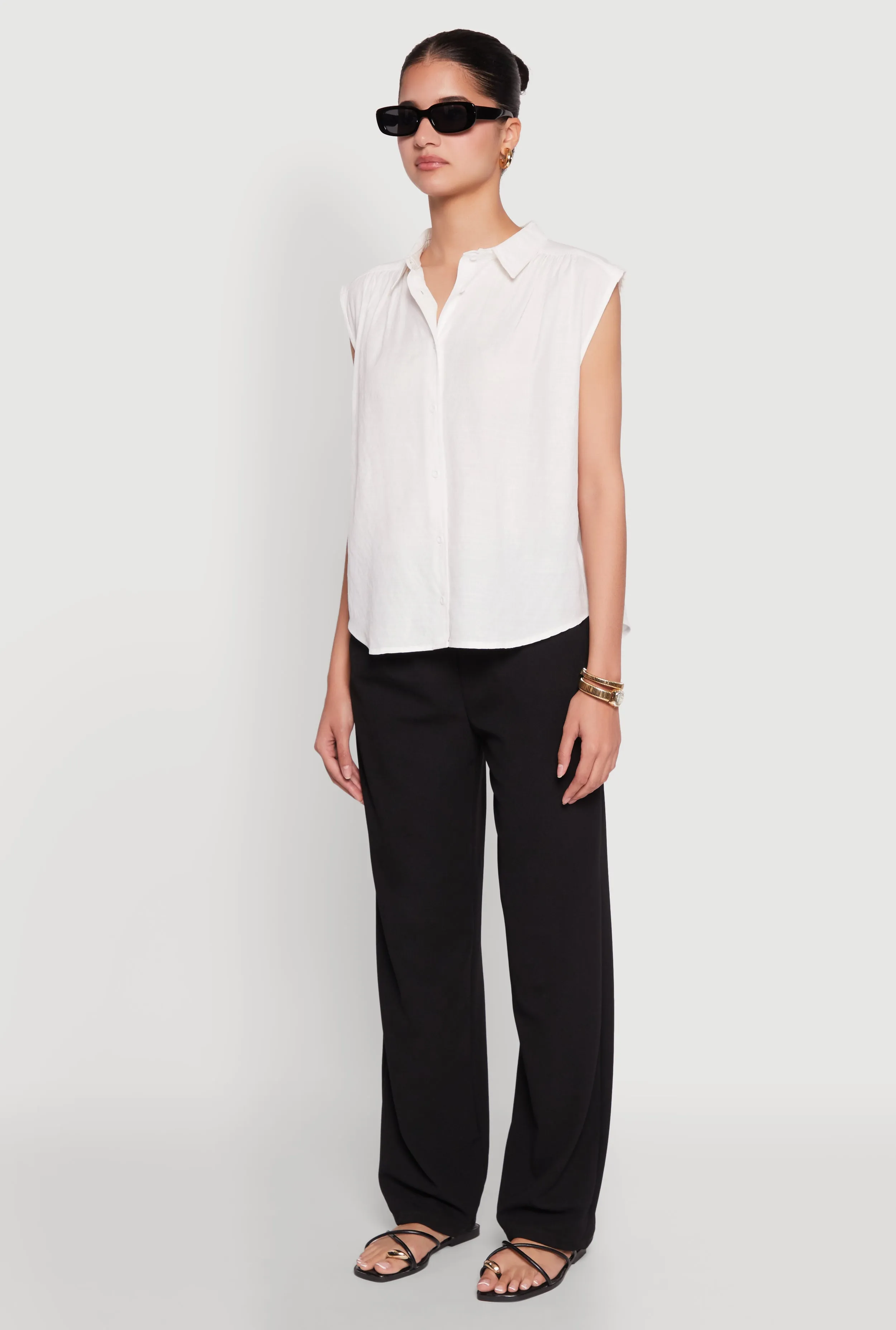 Ruched Sleeve Button Front Shirt sold by Rainbow product image thumbnail 5
