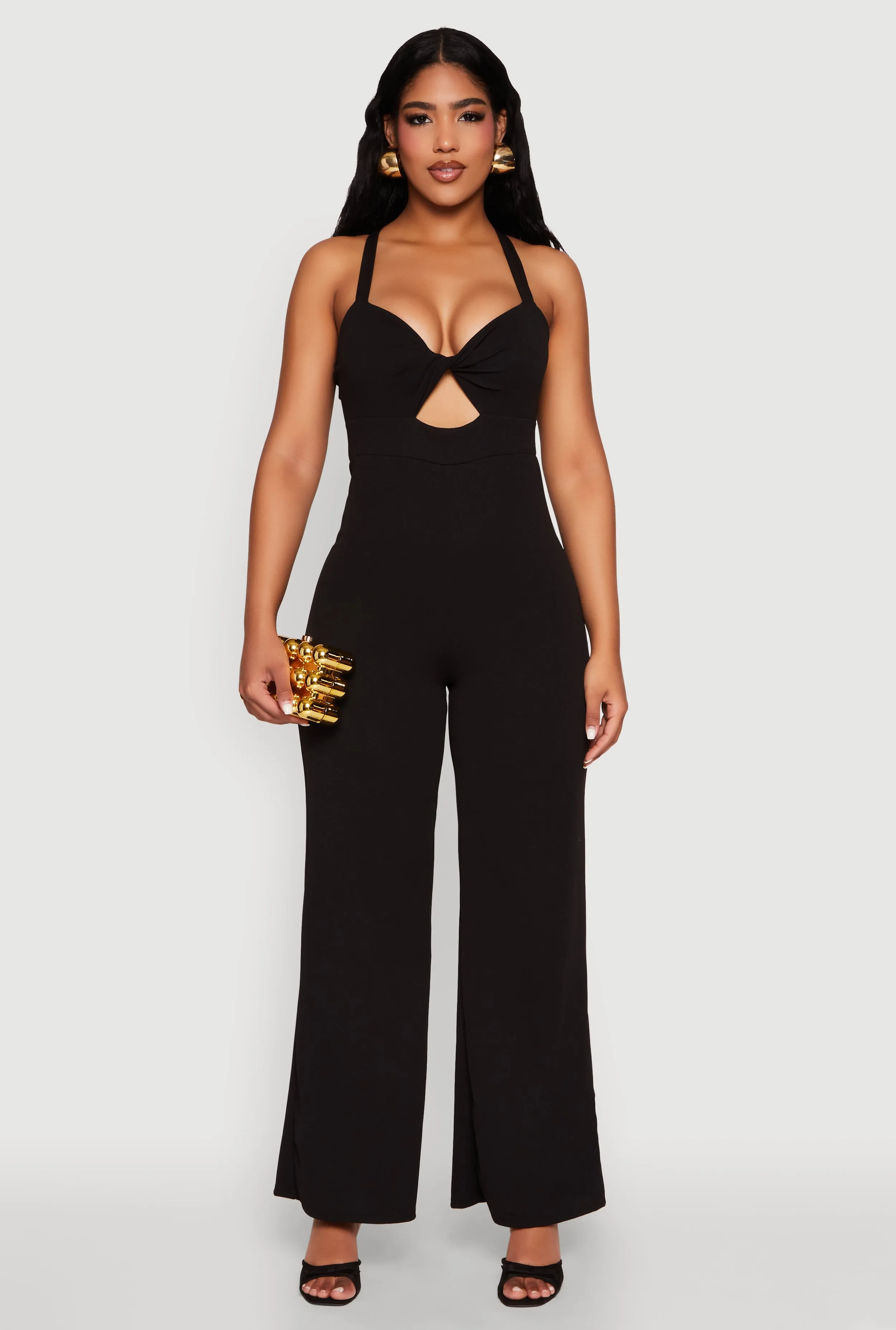 Crepe Knit Twist Front Jumpsuit sold by Rainbow