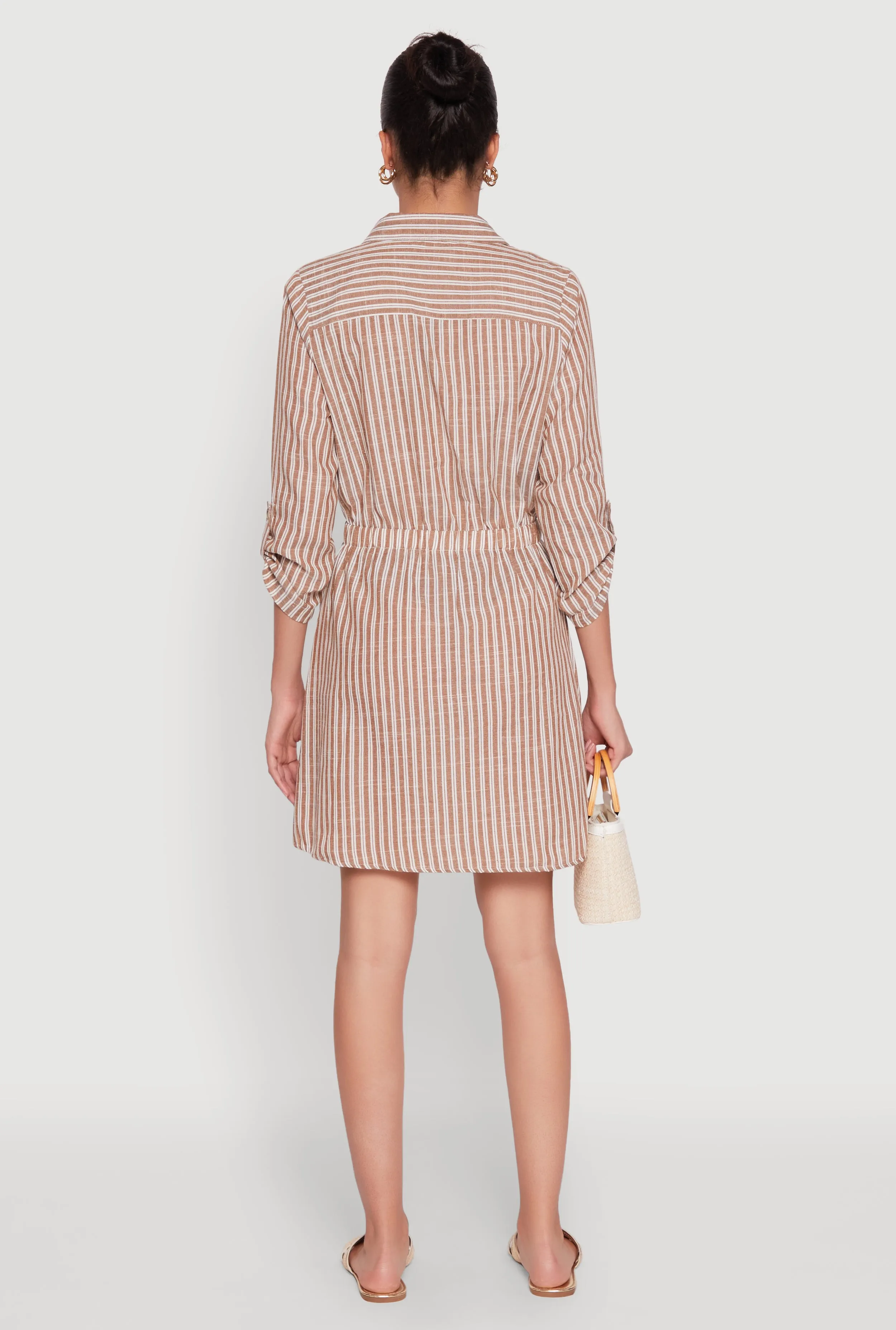 Pinstripe Tabbed Sleeve Shirt Dress sold by Rainbow product image thumbnail 5