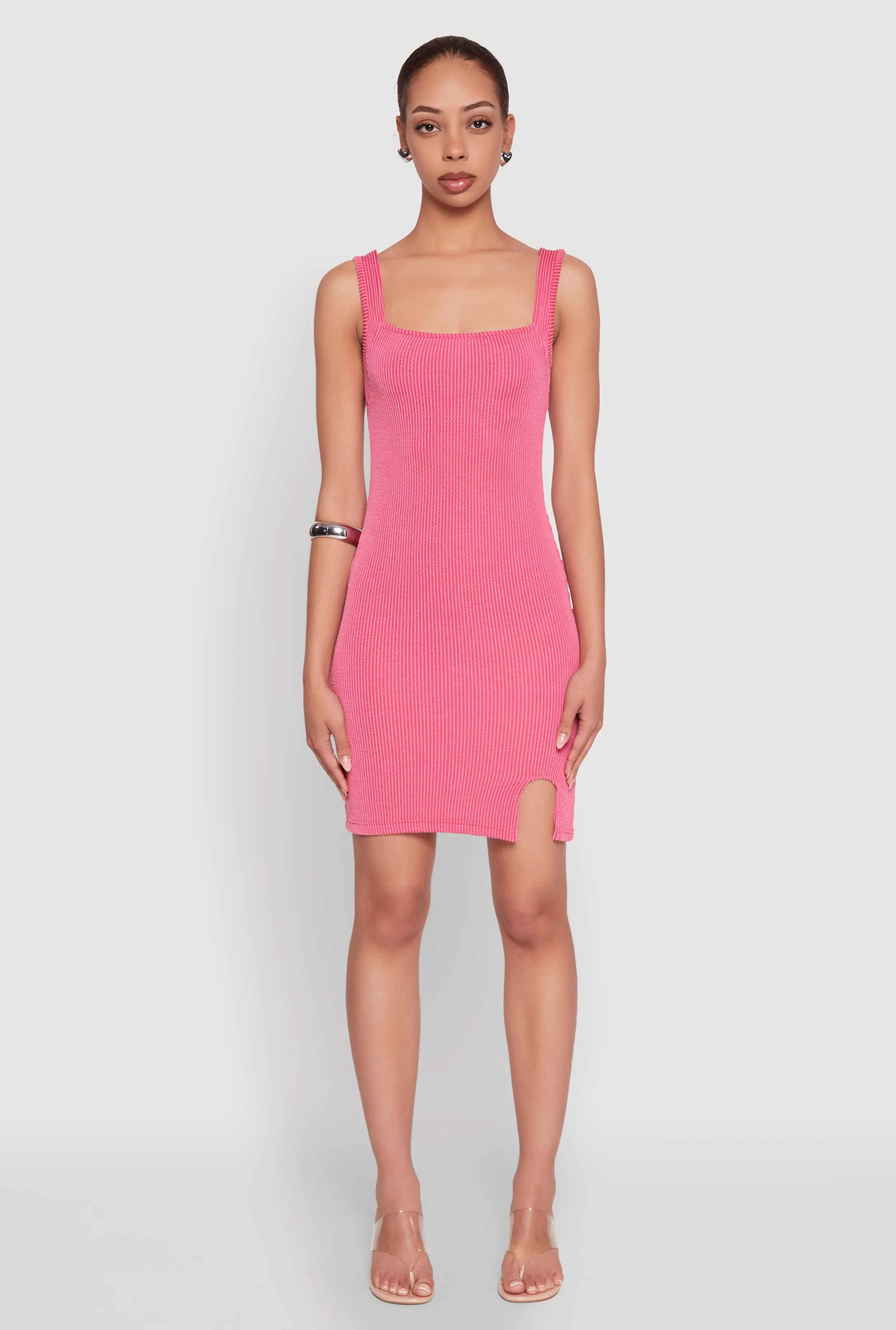 Square Neck Rib Knit Tank Dress sold by Rainbow product image thumbnail 2