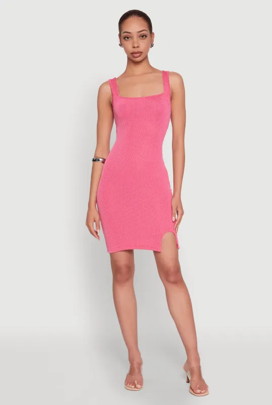 Square Neck Rib Knit Tank Dress sold by Rainbow