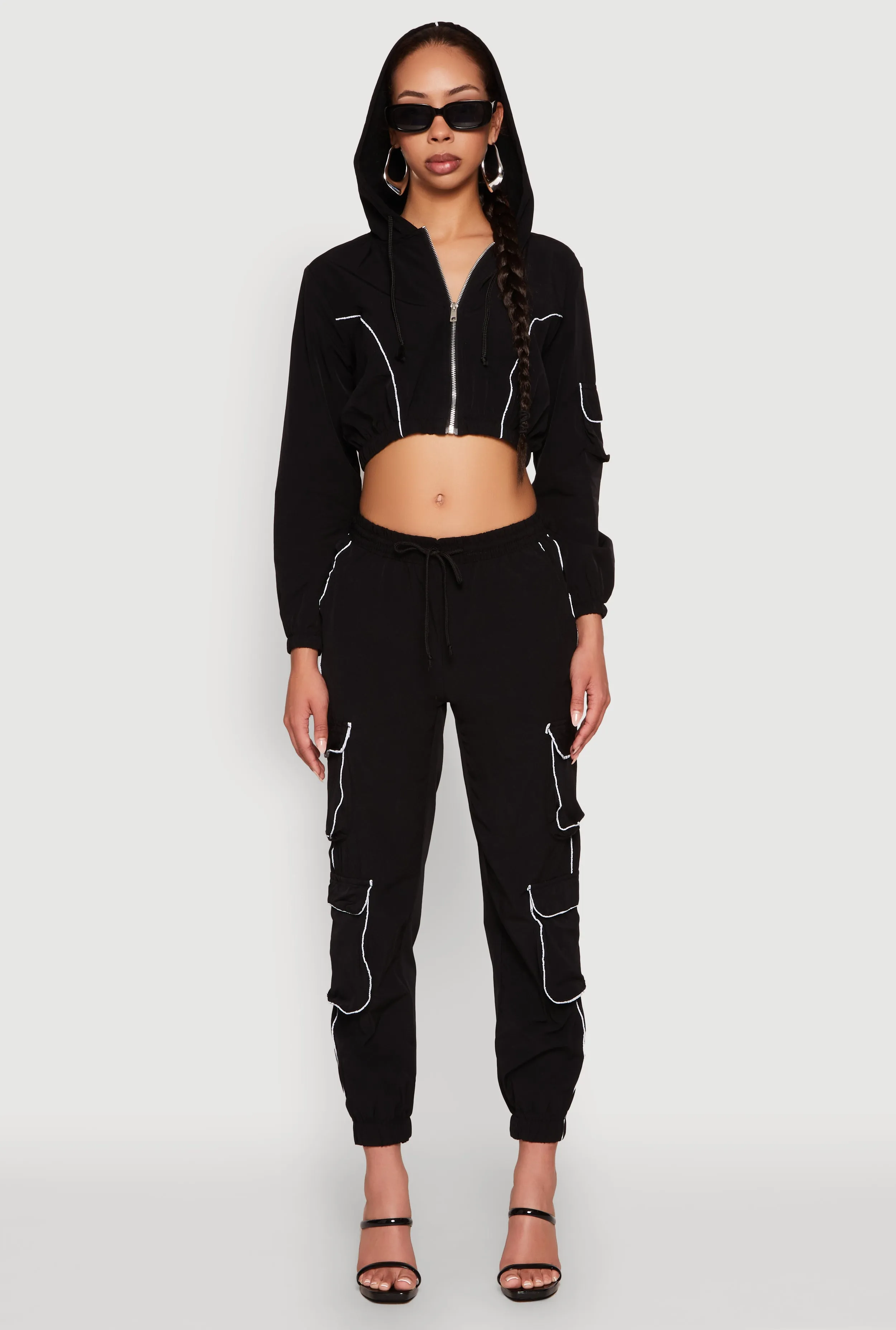 Reflective Trim Cropped Windbreaker sold by Rainbow product image thumbnail 2