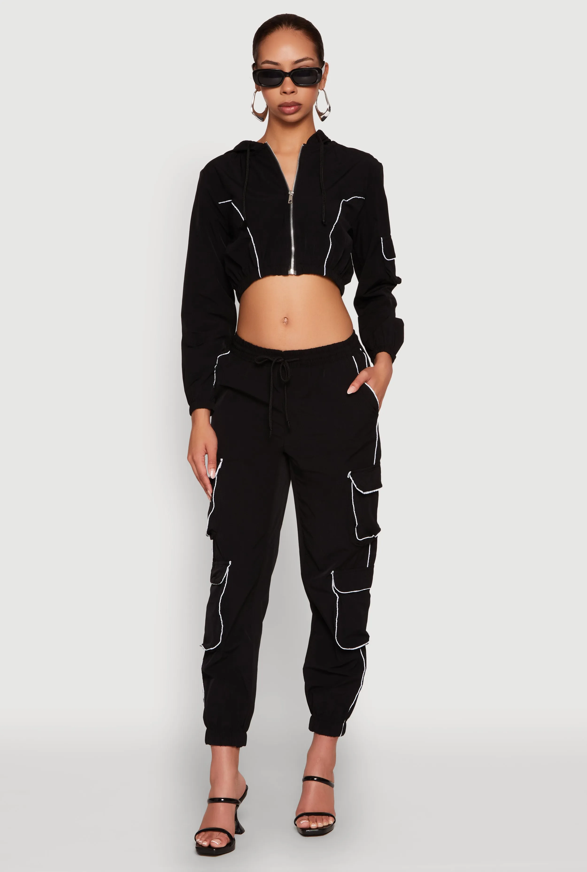 Reflective Trim Cropped Windbreaker sold by Rainbow product image thumbnail 3