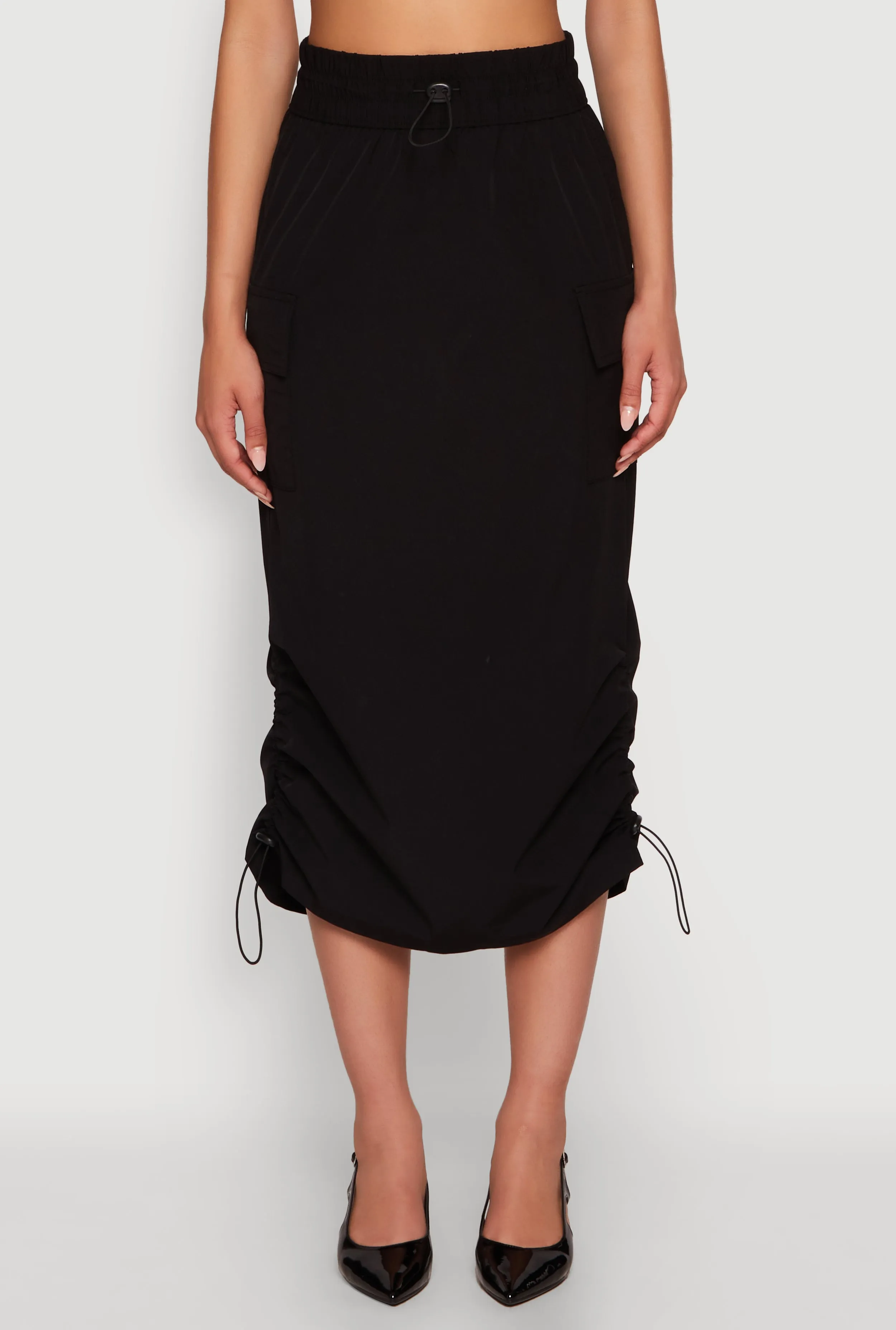 Toggle Drawstring Hem Midi Cargo Skirt sold by Rainbow product image thumbnail 3