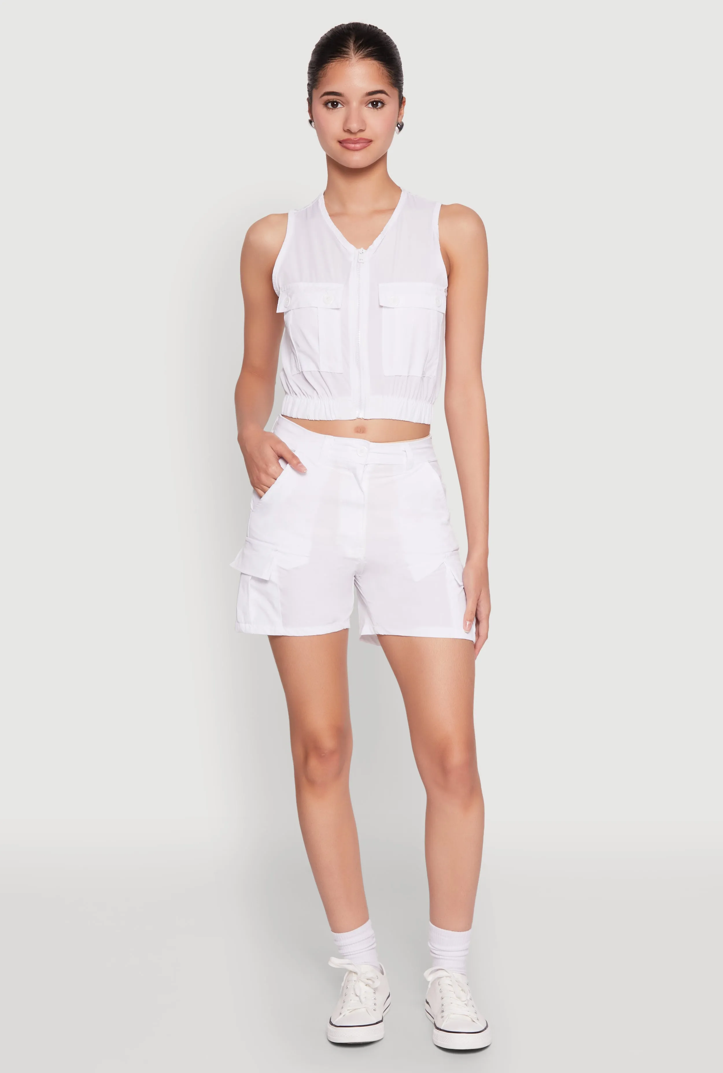 Sleeveless Cargo Pocket Crop Top sold by Rainbow product image thumbnail 2