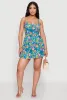 Tropical Floral Print Bustier Skater Dress sold by Rainbow