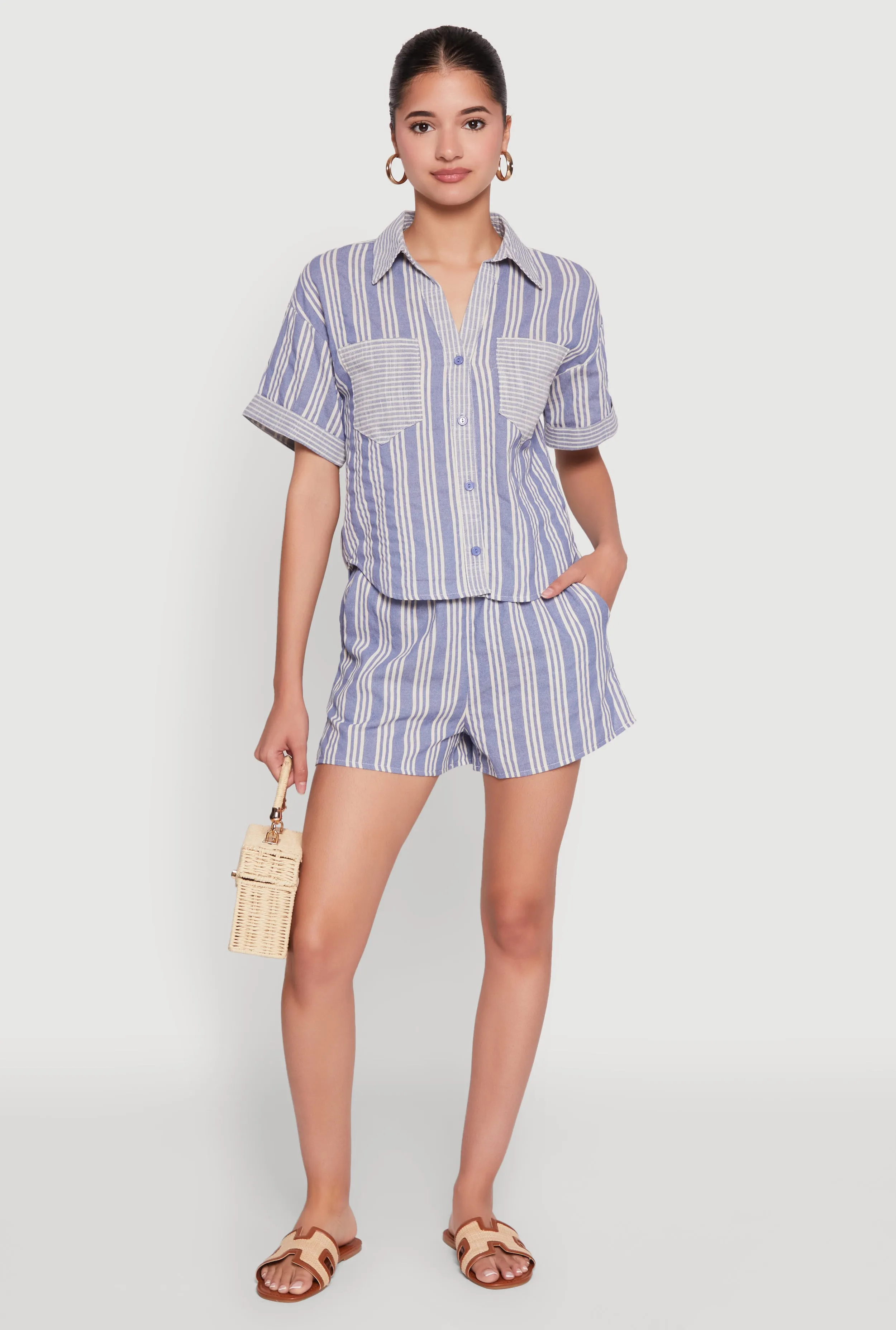 High Waisted Striped Shorts sold by Rainbow