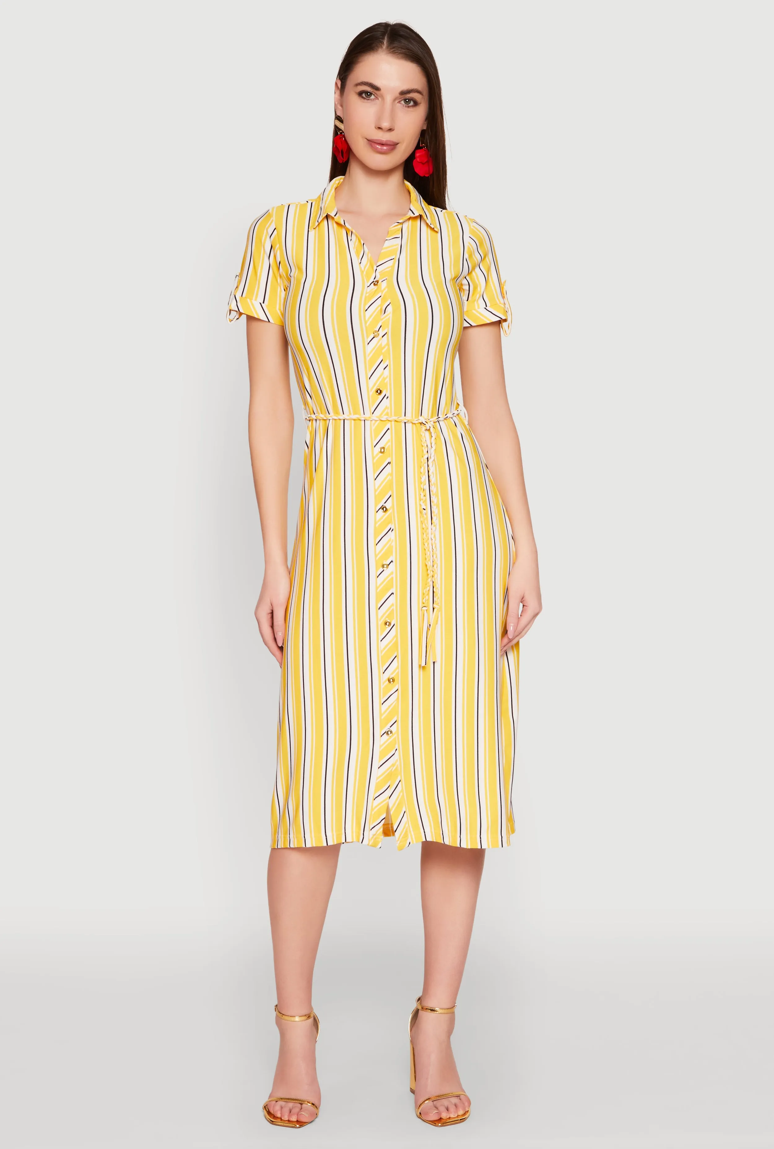 Striped Short Sleeve Shirt Dress sold by Rainbow product image thumbnail 2
