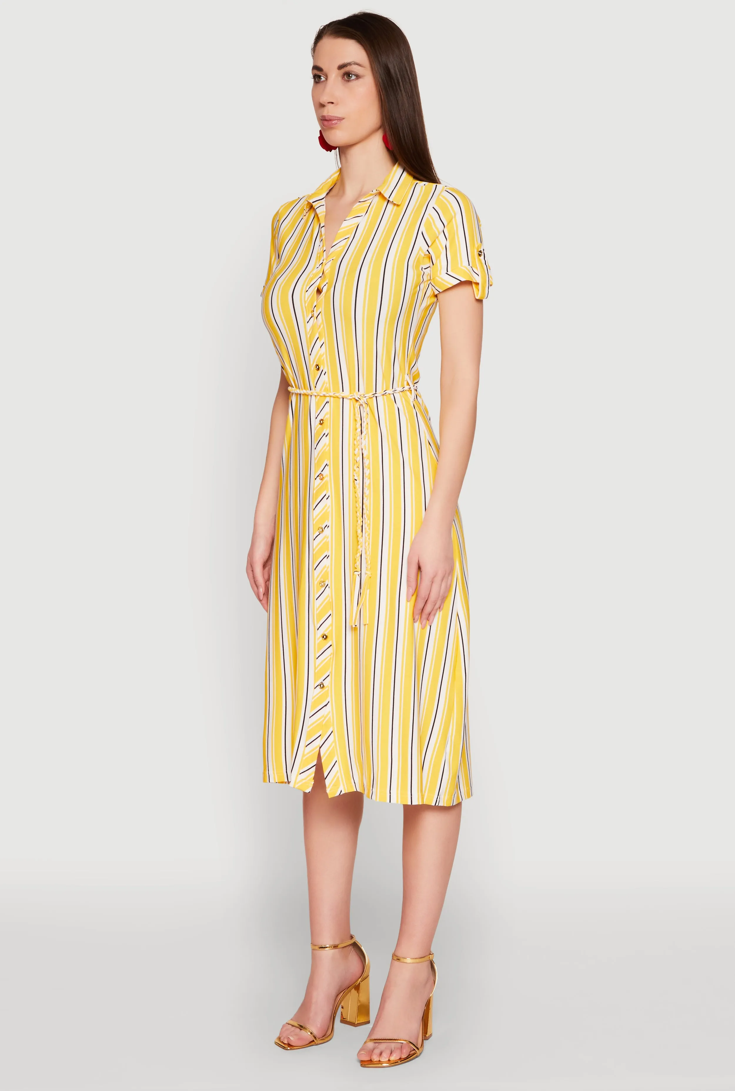Striped Short Sleeve Shirt Dress sold by Rainbow product image thumbnail 3