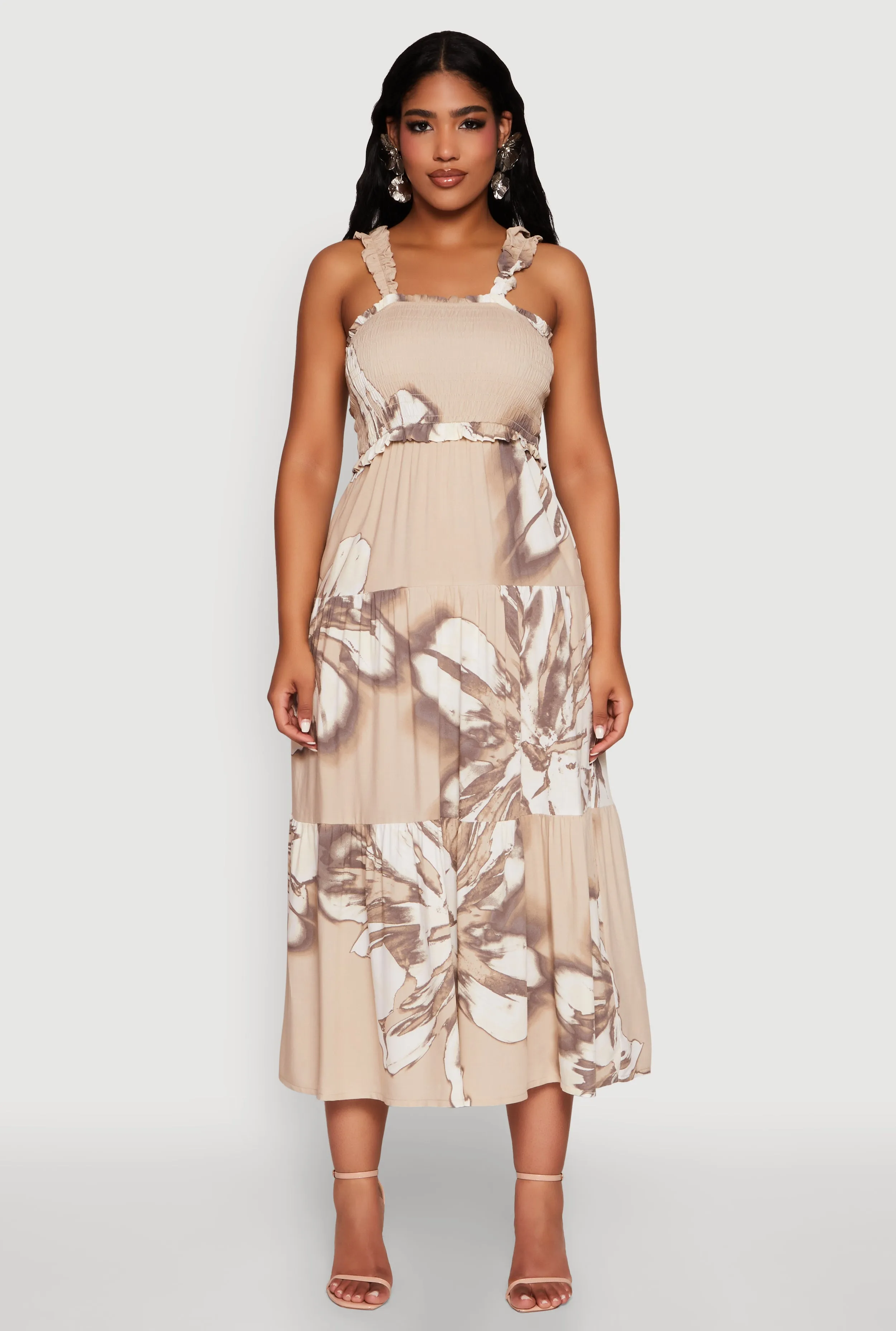 Floral Print Smocked Tiered Dress sold by Rainbow product image thumbnail 2