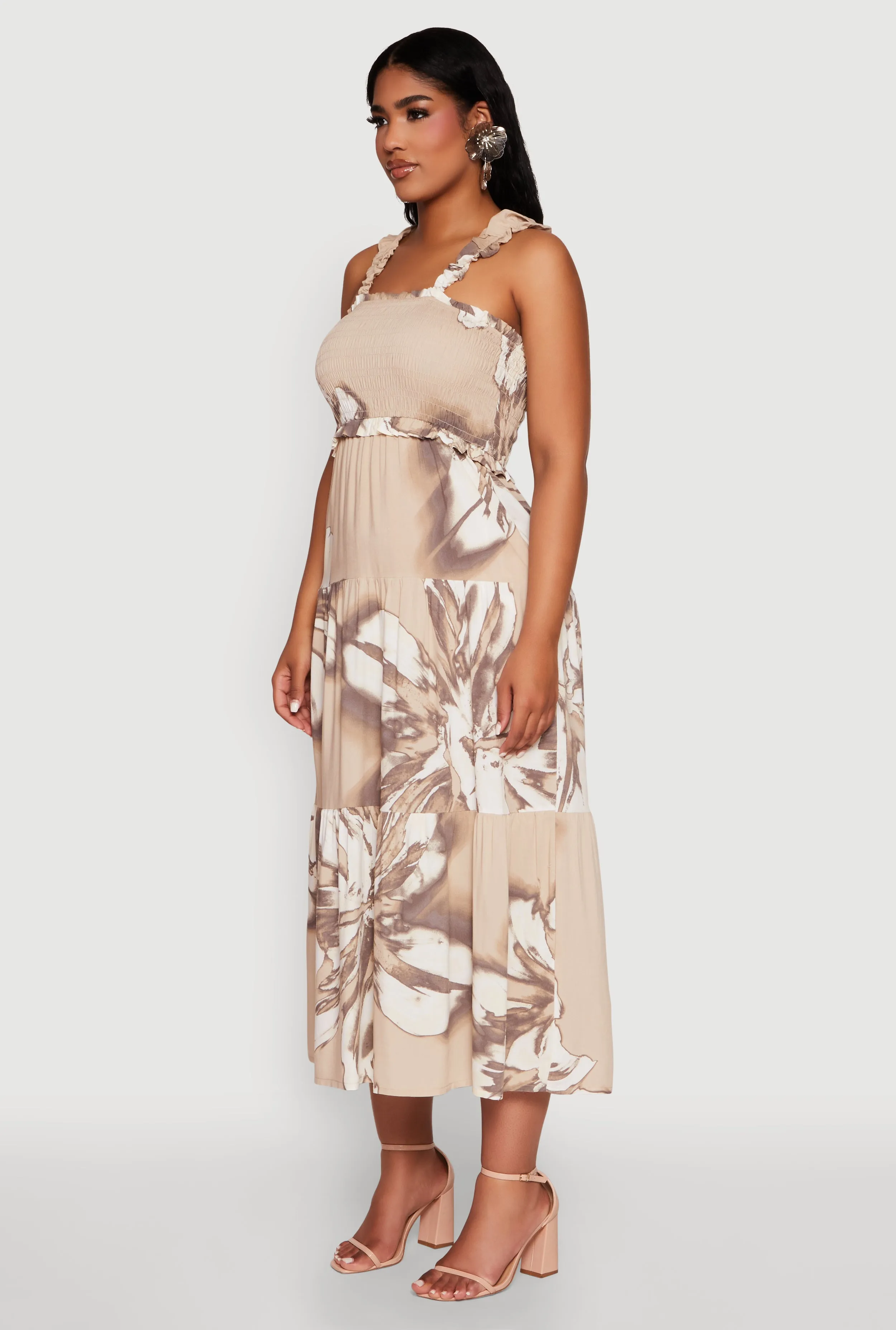 Floral Print Smocked Tiered Dress sold by Rainbow product image thumbnail 3