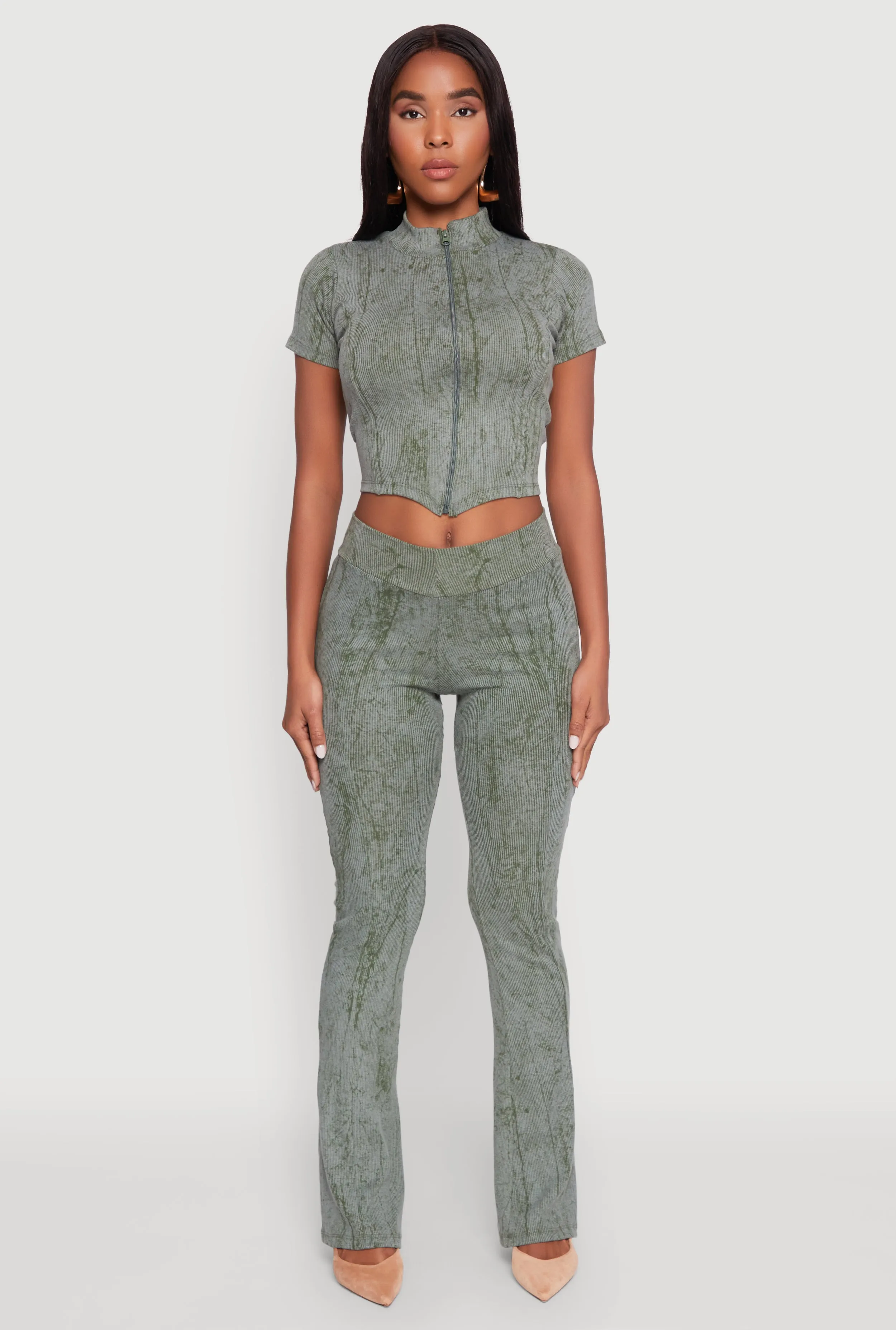 Mineral Wash Pintuck Flared Pants sold by Rainbow product image thumbnail 2