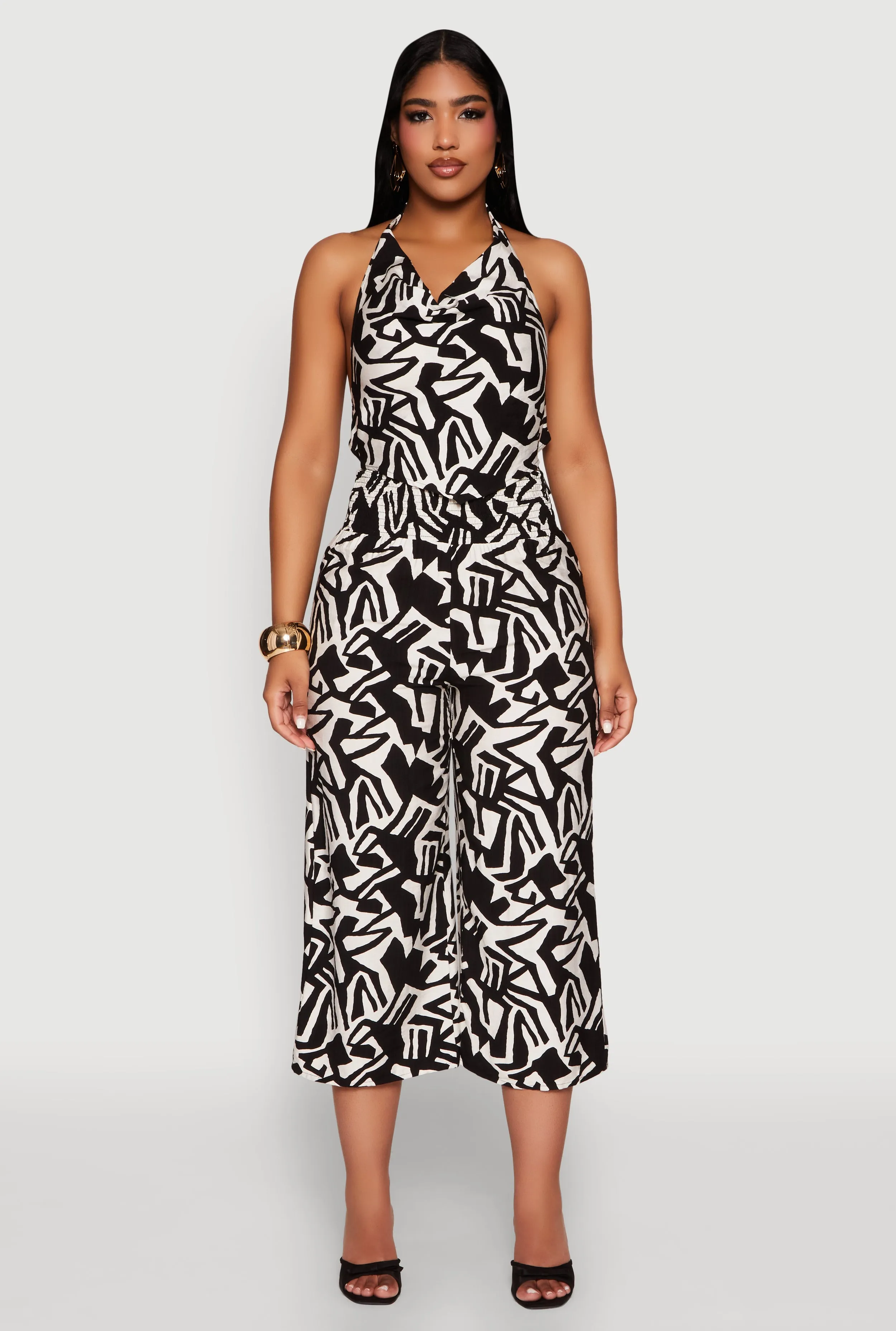 Iris Smock Waist Printed Pattern Culottes sold by Rainbow