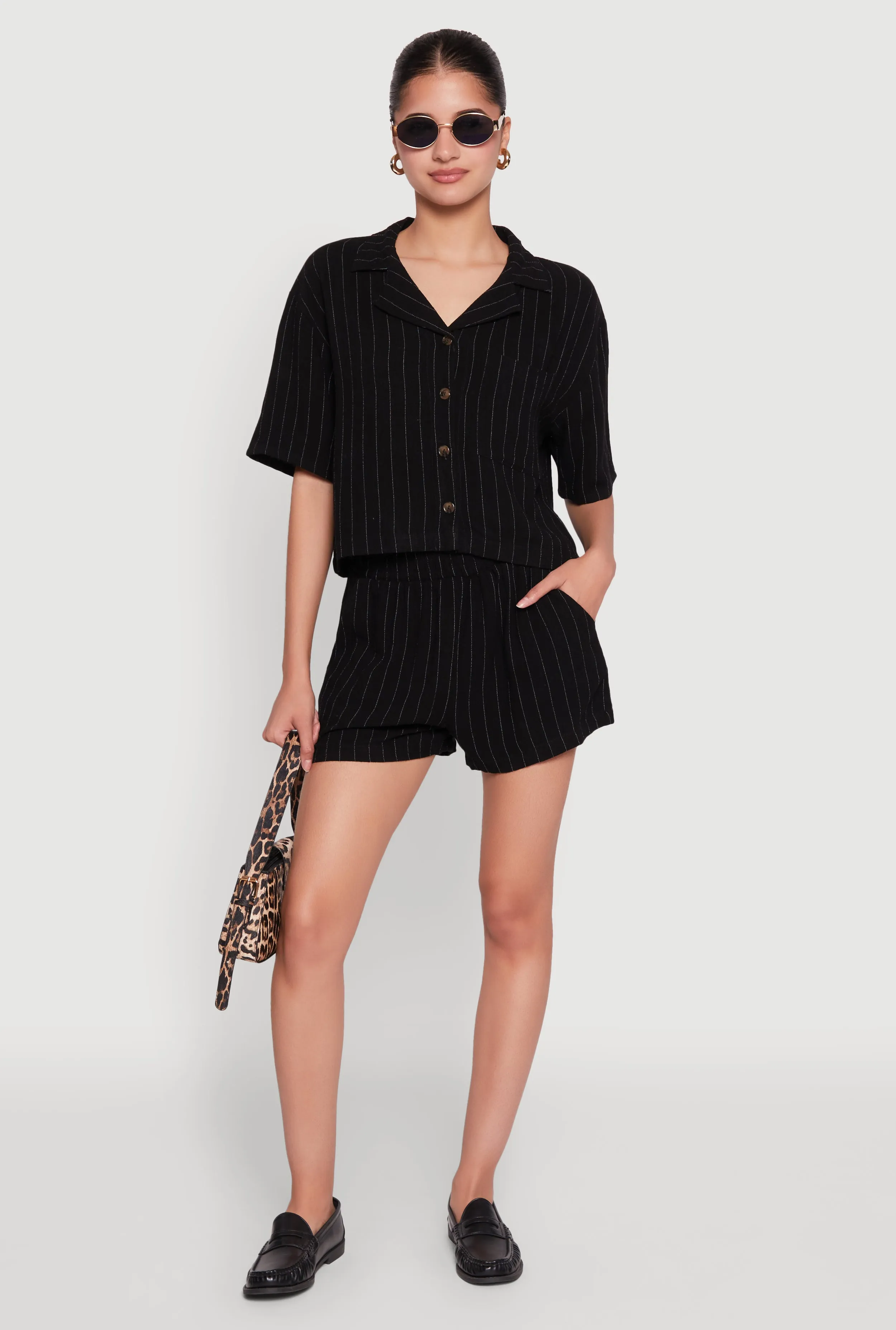 Linen Pinstripe Shorts sold by Rainbow