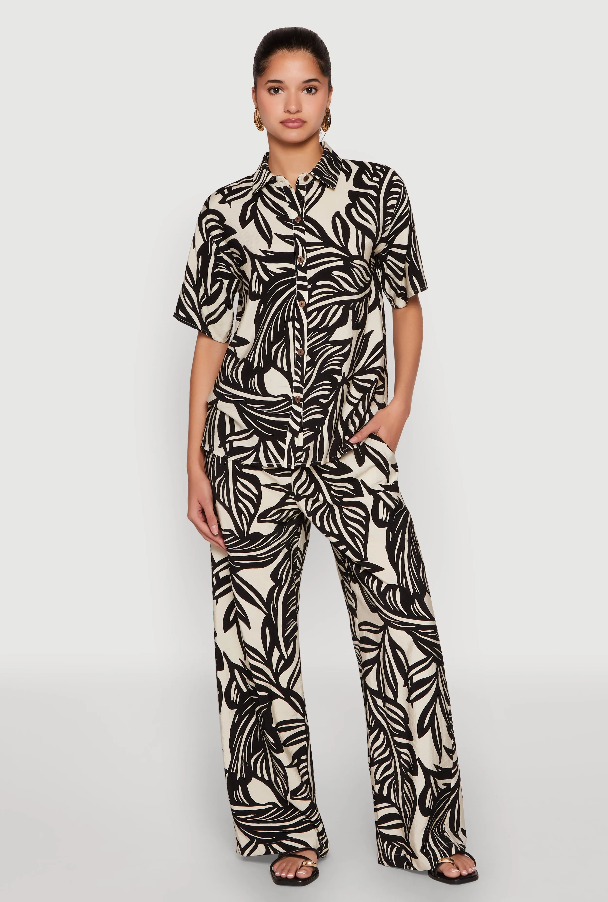 Palm Leaf Print Wide Leg Pants sold by Rainbow product image thumbnail 2
