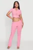 Mineral Wash Pintuck Flared Pants sold by Rainbow