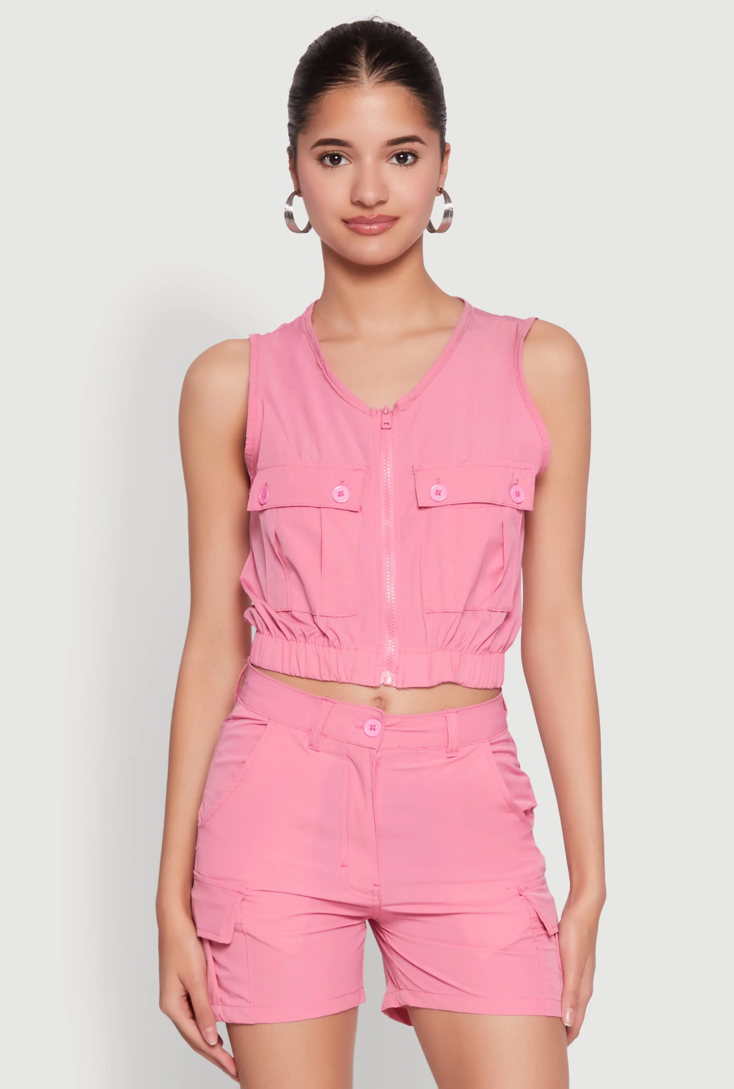 Sleeveless Cargo Pocket Crop Top sold by Rainbow