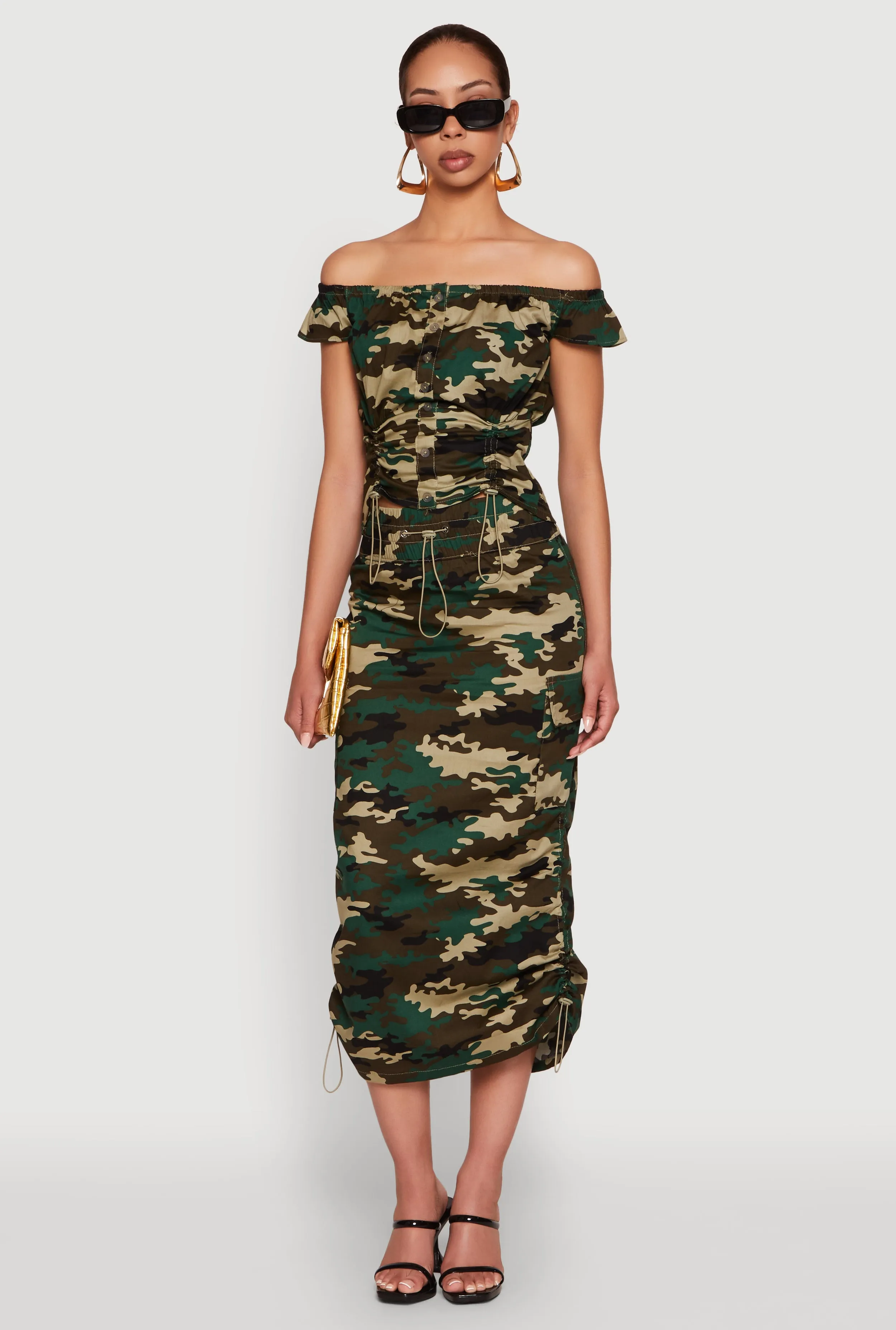 Camouflage Toggle Drawstring Hem Cargo Skirt sold by Rainbow product image thumbnail 2