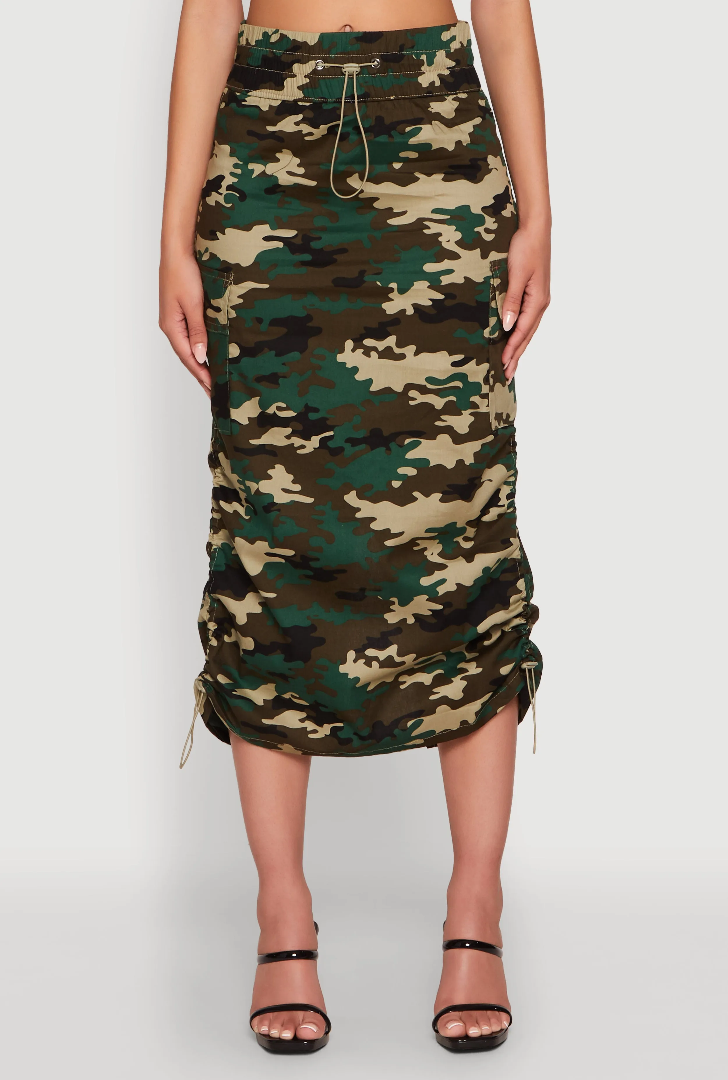Camouflage Toggle Drawstring Hem Cargo Skirt sold by Rainbow product image thumbnail 3
