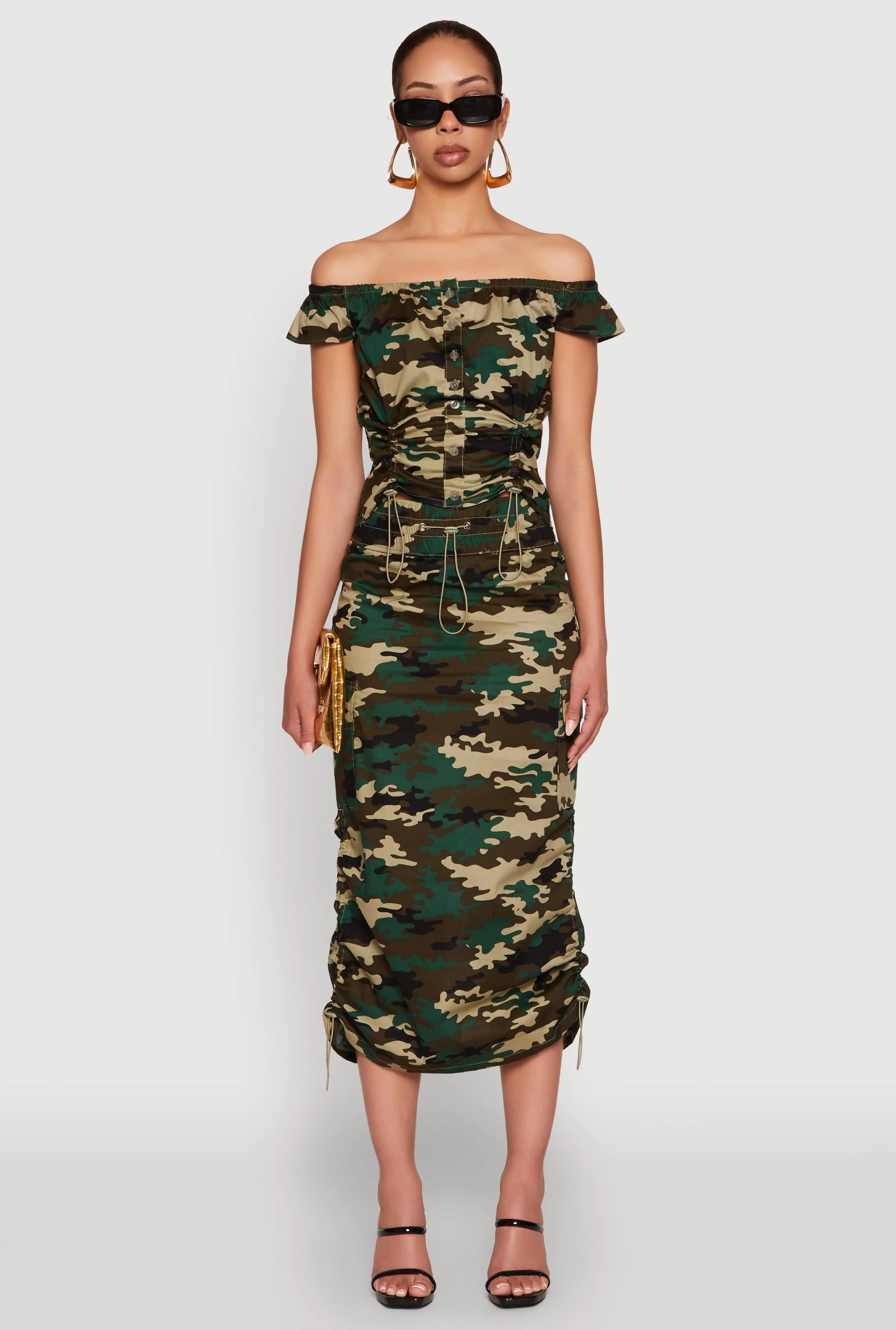 Camouflage Toggle Drawstring Hem Cargo Skirt sold by Rainbow