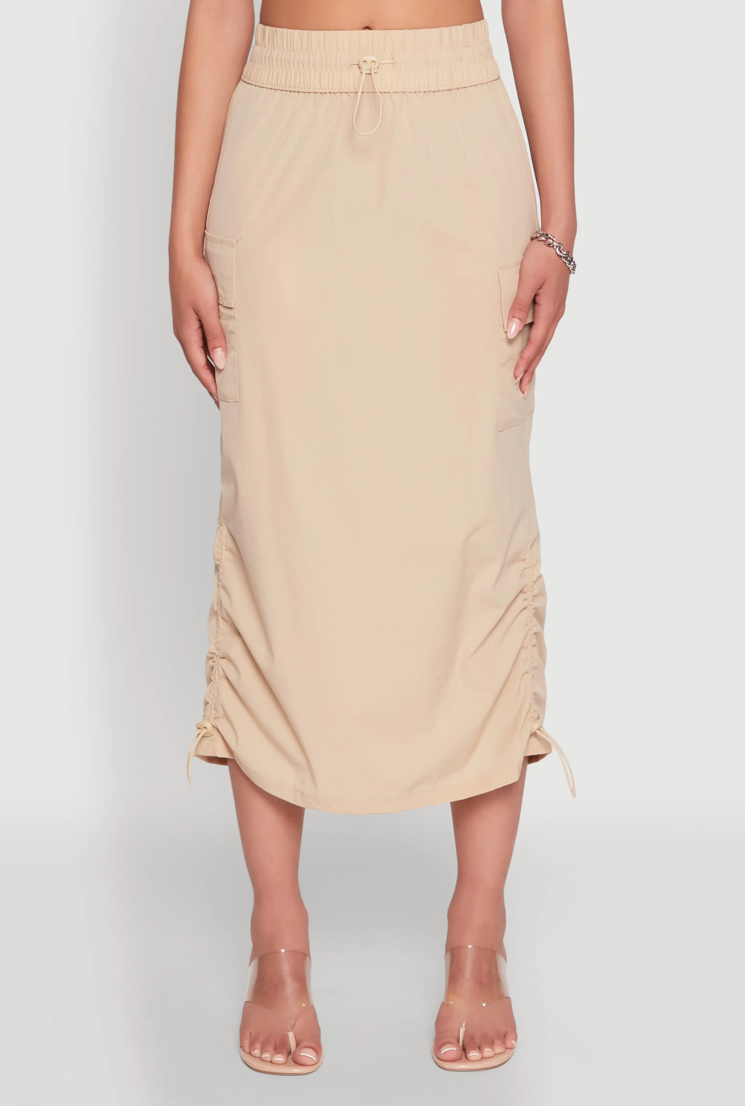 Toggle Drawstring Hem Midi Cargo Skirt sold by Rainbow product image thumbnail 3